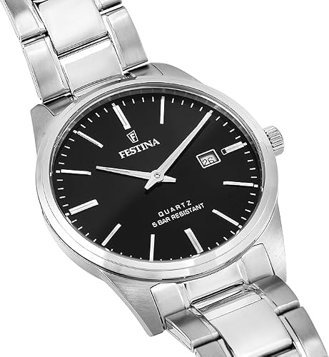 Detalle de Festina Montre Homme Analogique en Acier Inoxydable 316L – Argenté