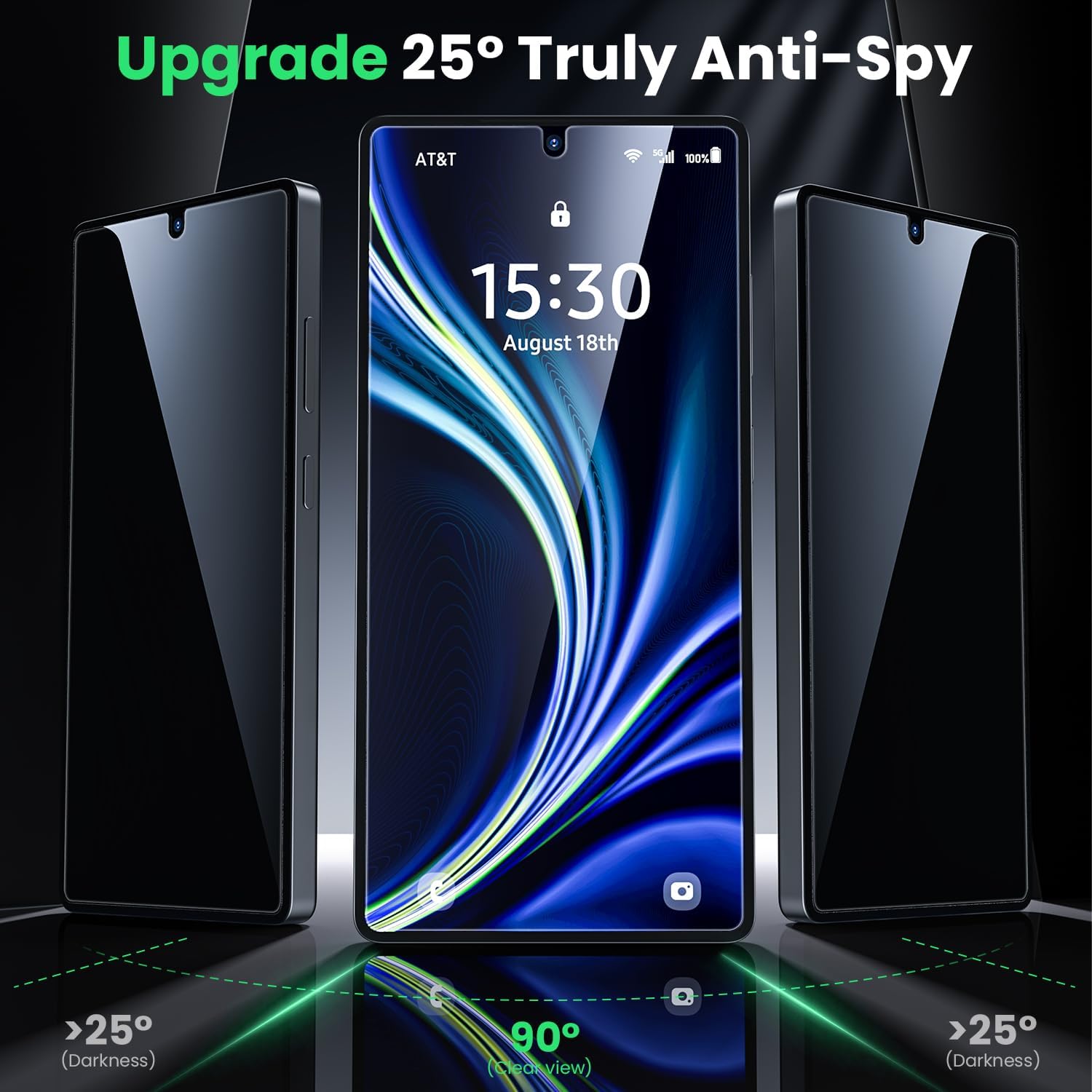 Detalle de WSKEN 25° Anti Spy Privacy Screen Protector for Samsung Galaxy S26+/S26 Plus – 9H+ Tempered Glass