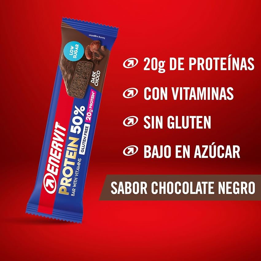 Thumbnail 2 de Enervit Barrita Proteica 50% Dark Choco 🍫, Sin Gluten y Bajo Azúcar