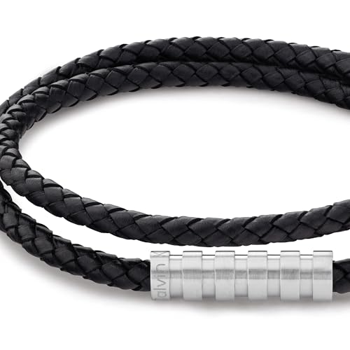 Detalle 2 de Calvin Klein Bracelet pour Homme Collection WRAPPED & BRAIDED avec Cuir Tressé Noir – 35000093