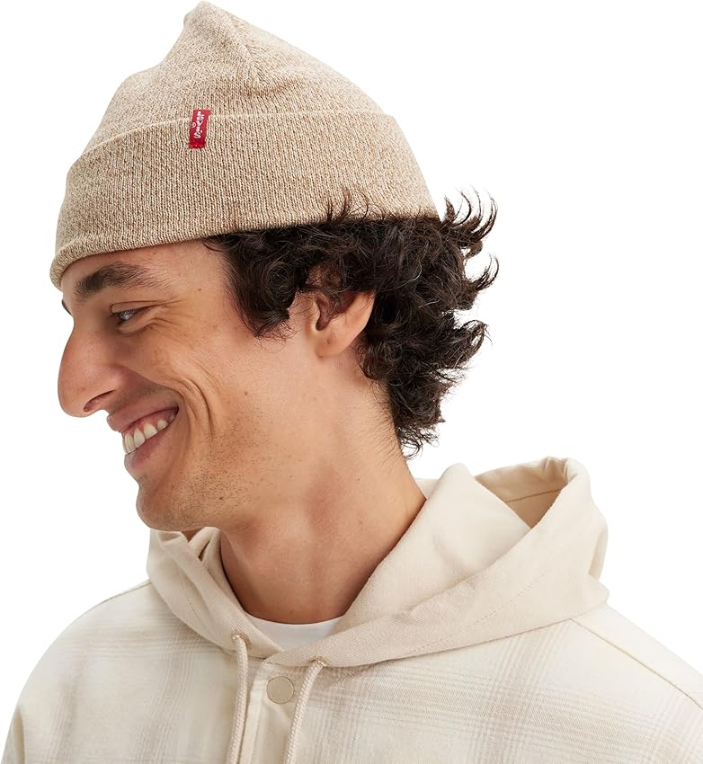 Detalle 1 de Levi's Slouchy Red Tab Beanie gorro de punto azul
