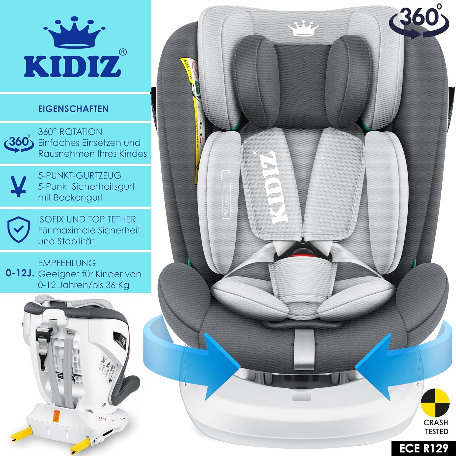 Thumbnail 1 de KIDIZ Kindersitz i-Size 0–36 kg