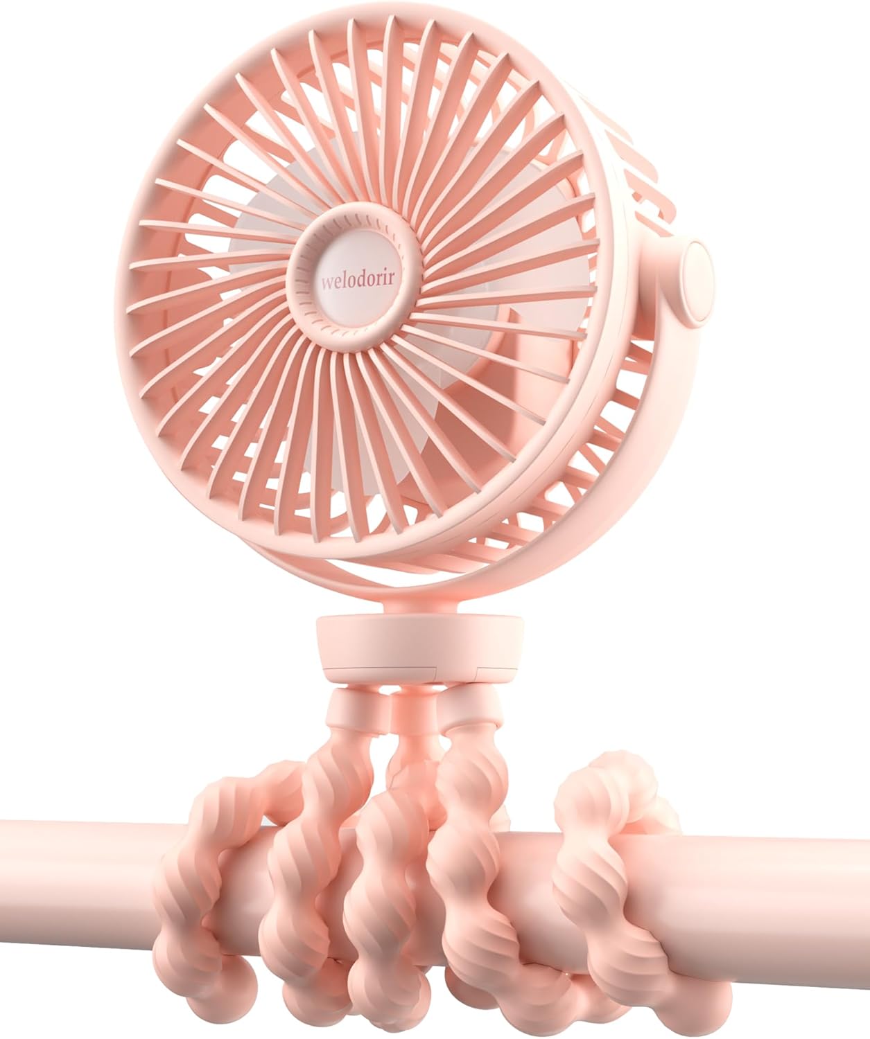 Detalle de Portable Pram Fan with 360° Rotation and 2000mAh Battery — Clip-On Stroller Fan