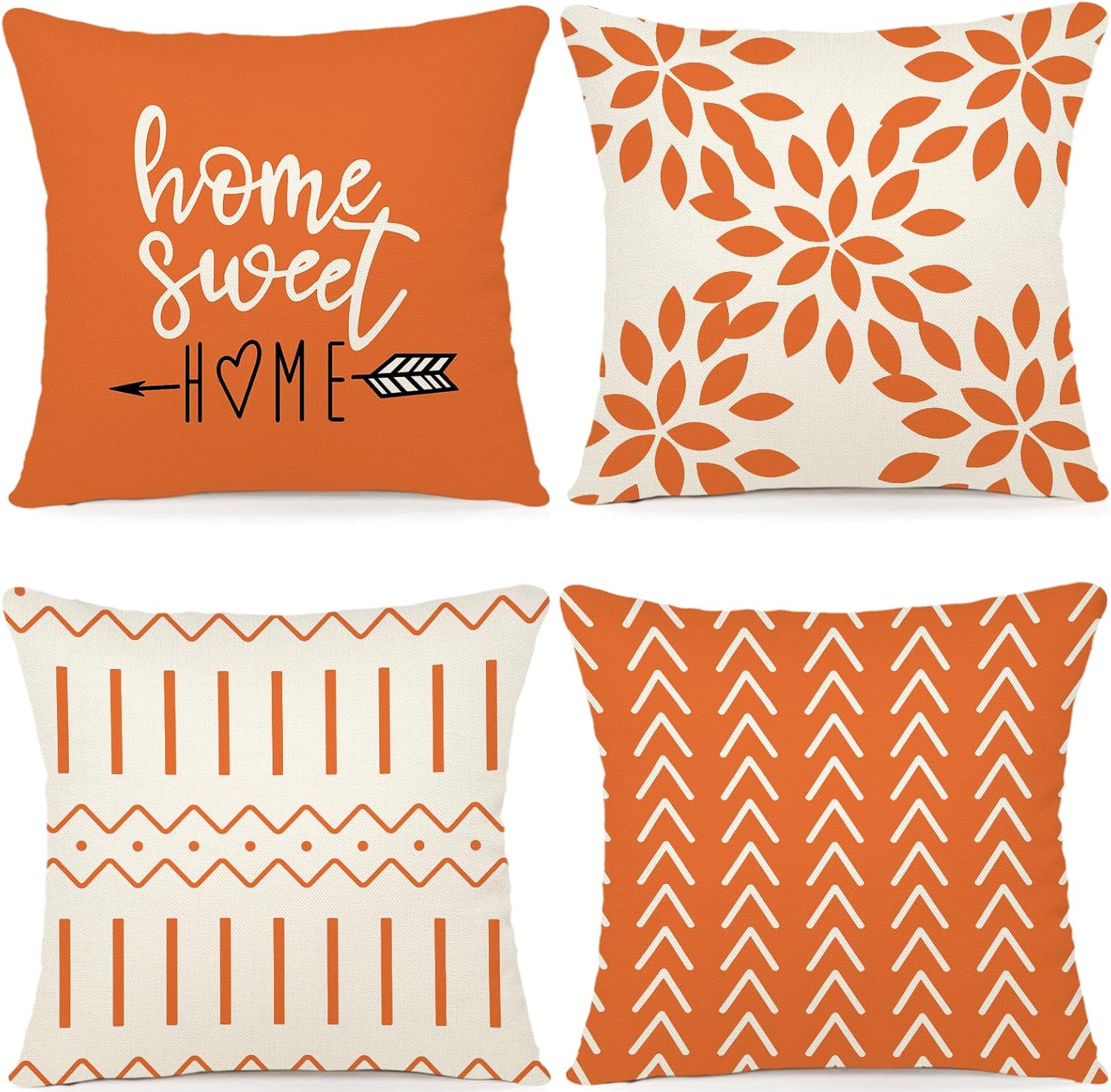 YCOLL Lot de 4 Housses de Coussin Décoratif 45x45 cm en Lin pour canapé et intérieur