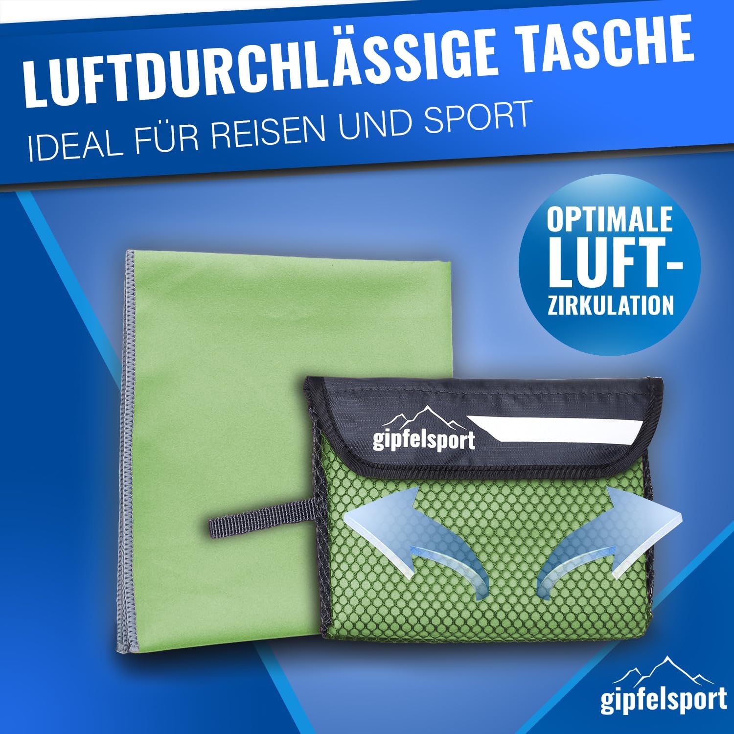 Thumbnail 5 de Gipfelsport Mikrofaser Handtuch Set – XL 180x80 cm, Grün, für Sauna, Fitness & Strand