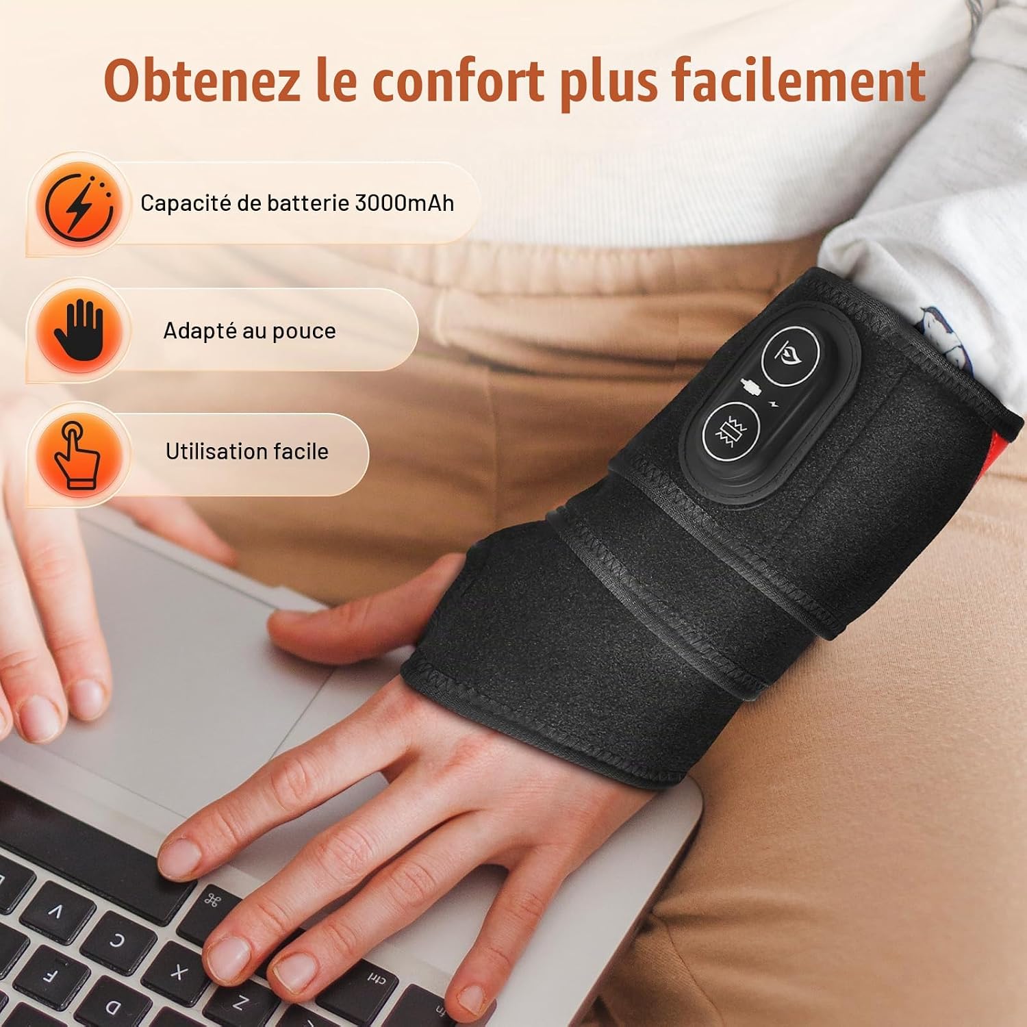 Detalle 1 de AFDEAL pols- en handmassageapparaat met rood licht, warmte en trillingen