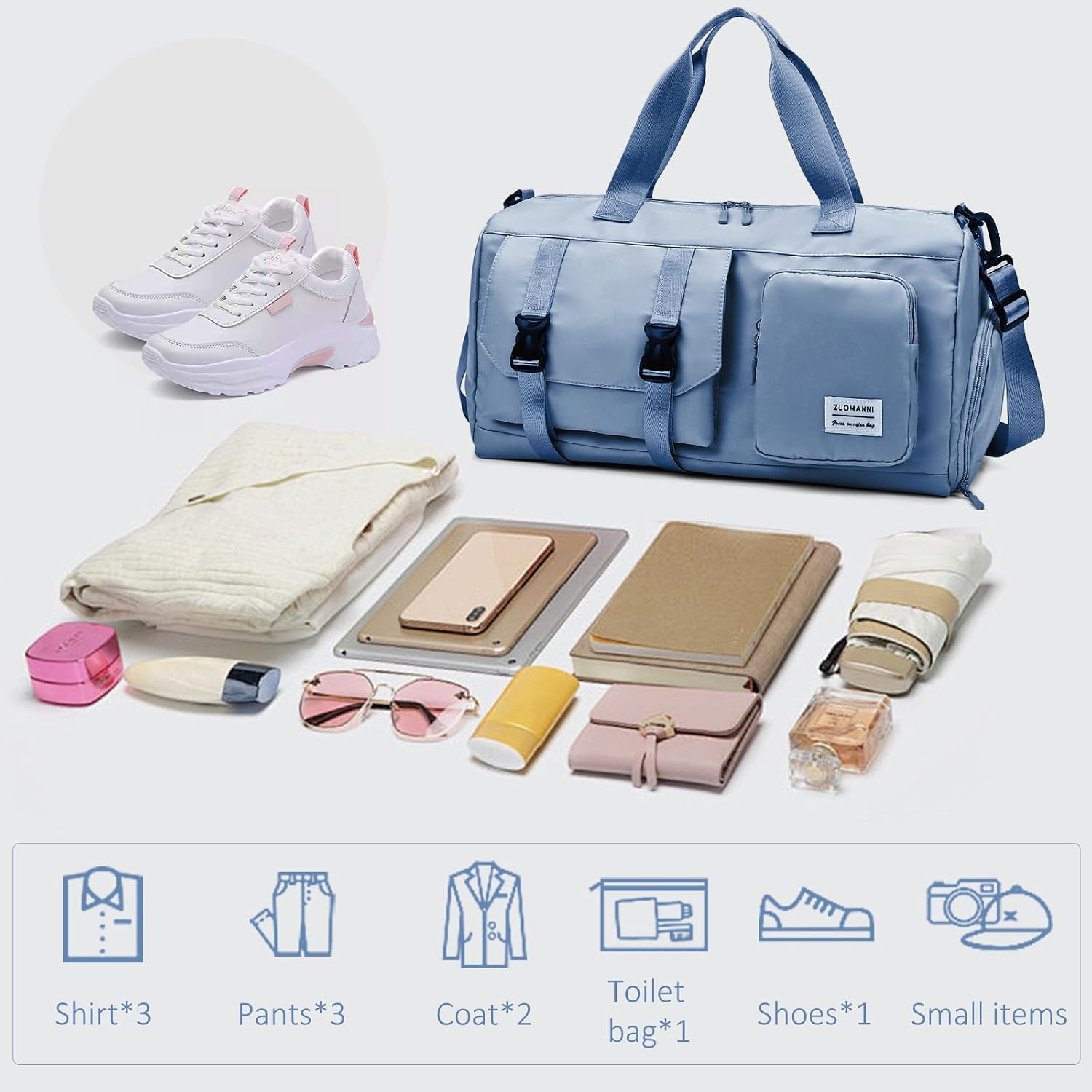 Detalle de Artmitz Travel Bag Weekend Bag for Women with Shoe Compartment