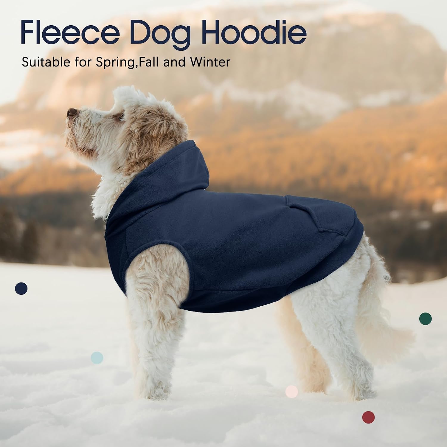 Thumbnail 6 de IECOii 4XL Dog Hoodie, Blue Fleece Pullover with Pocket and Leash Hole