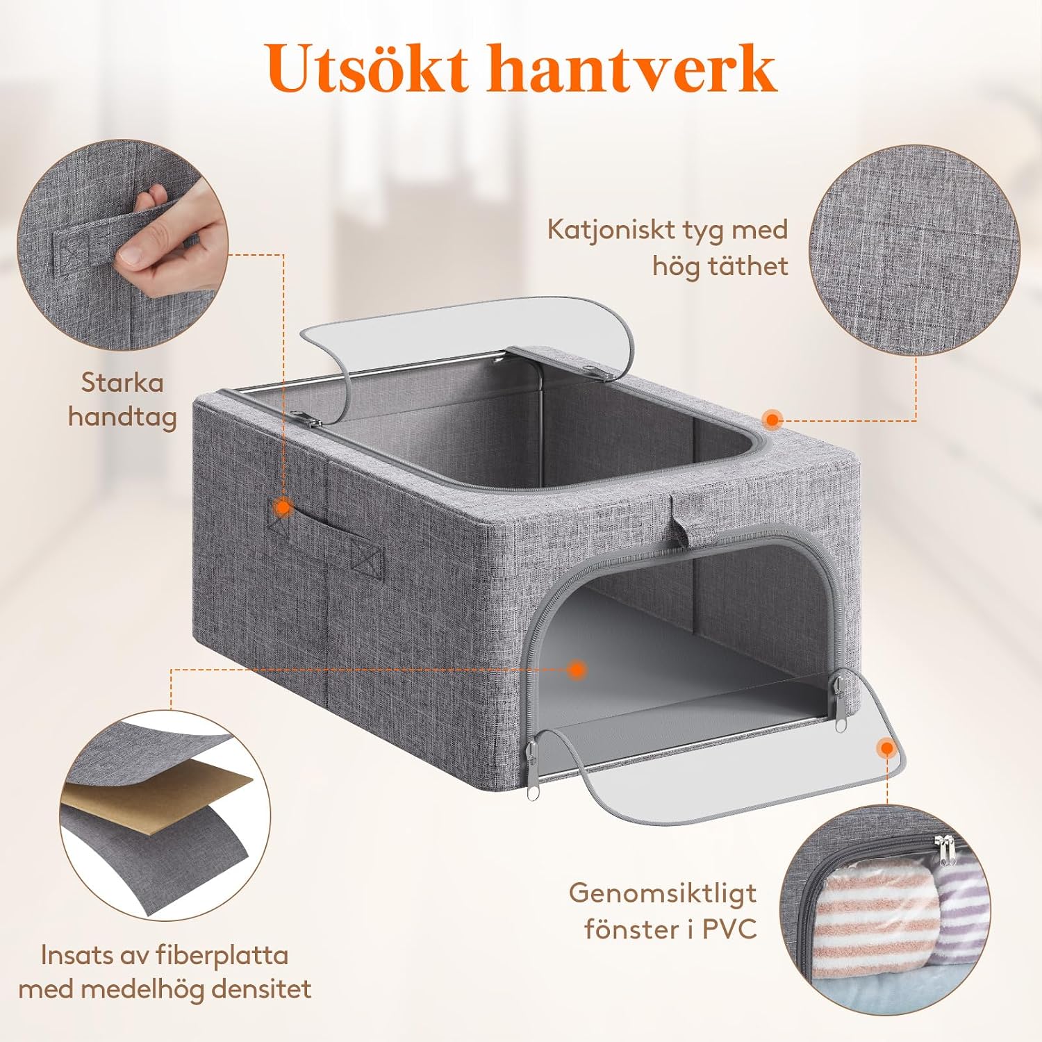 Detalle de Lifewit LH24192.01FG.V1.M01 förvaringslådor, 4-pack, 25 liter