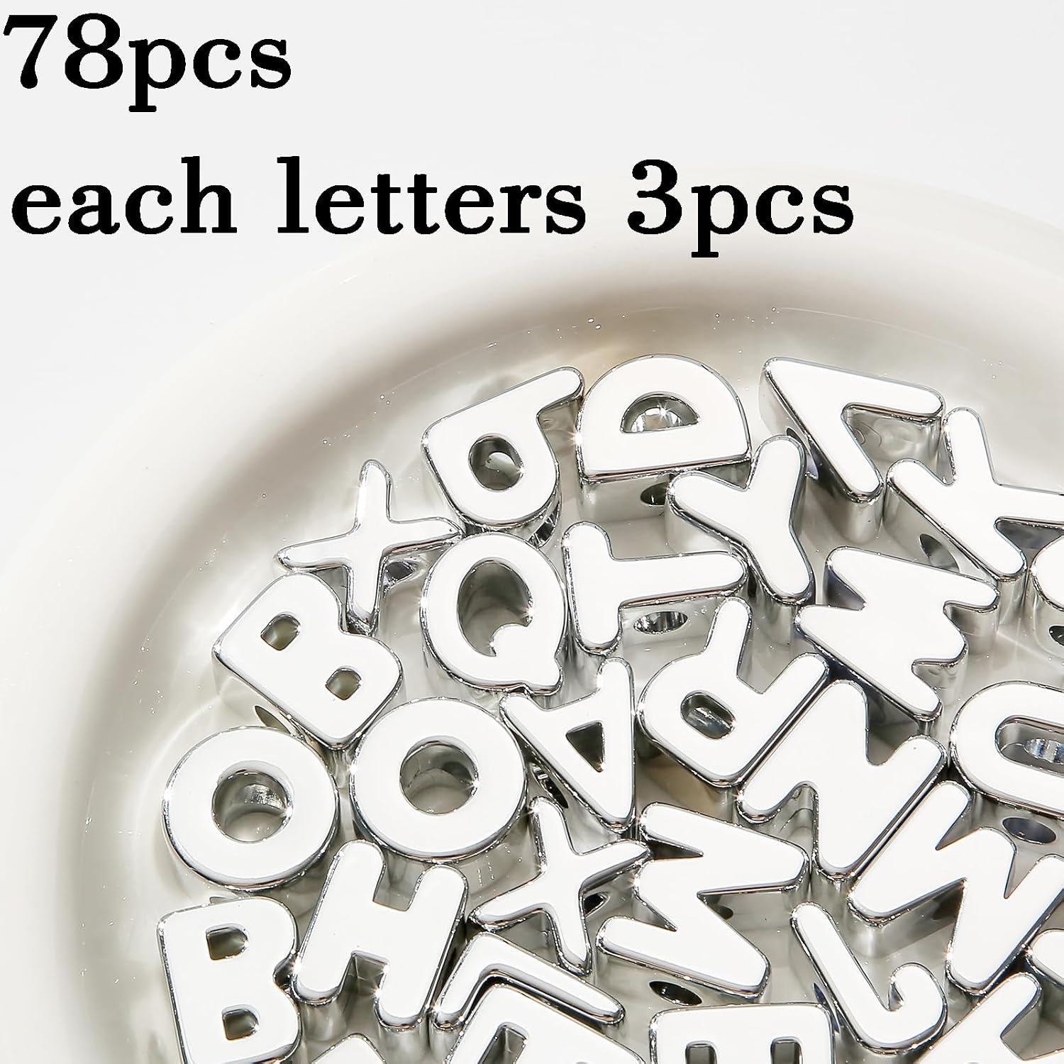 Detalle 2 de BERMRO アルファベットビーズ 78個入り アクリル製 A〜Z・穴径6mm