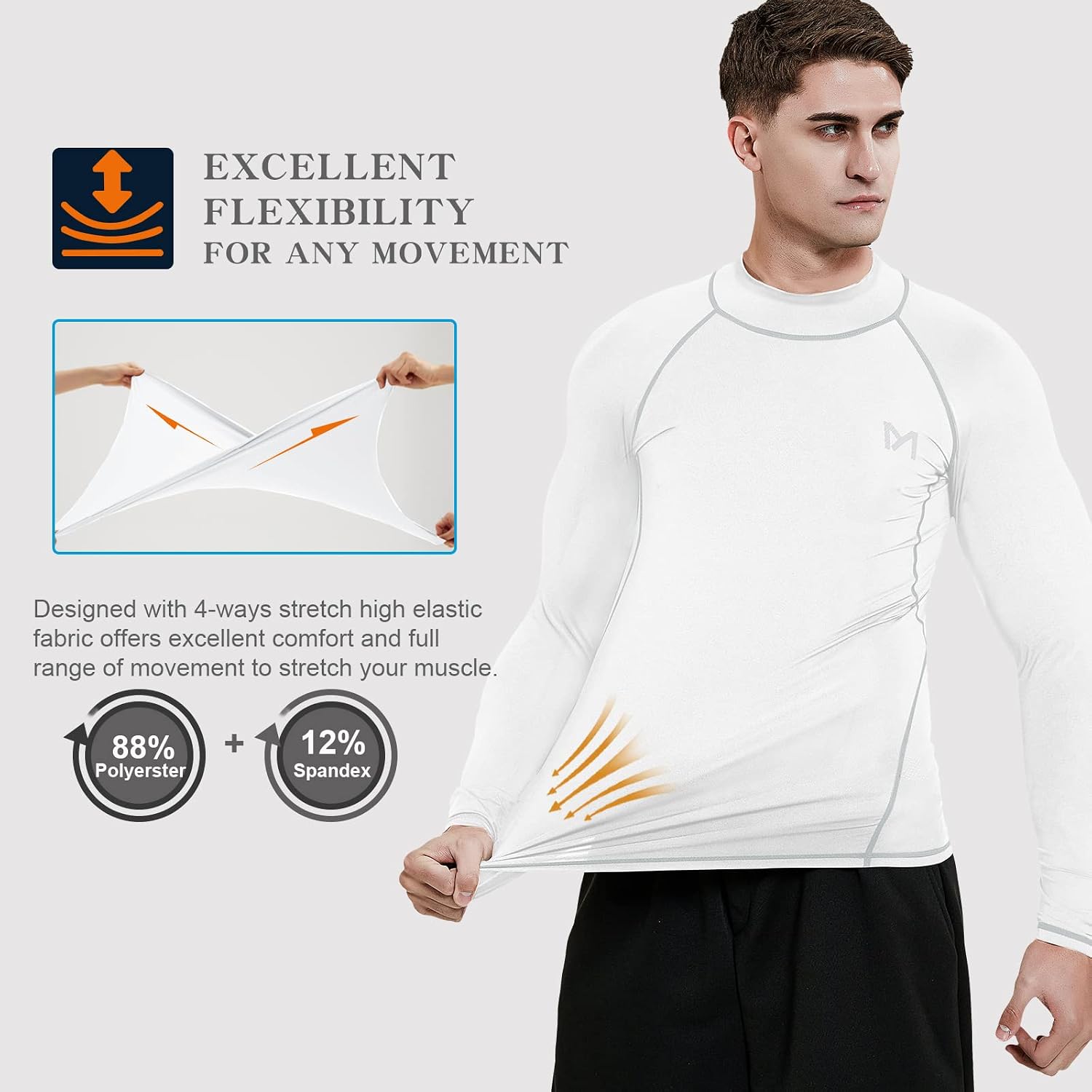Detalle 2 de MEETYOO Kompressionsshirt Herren – langärmeliges Funktions- & Laufshirt mit Feuchtigkeitsmanagement