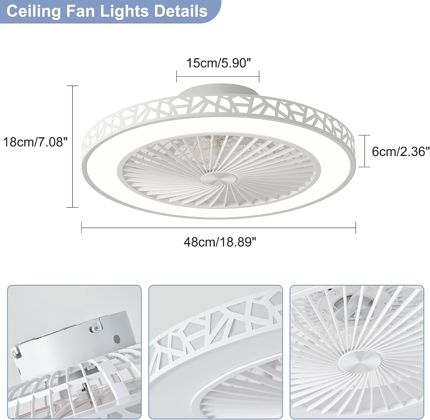 Detalle de Ceiling fan with light, 19-inch
