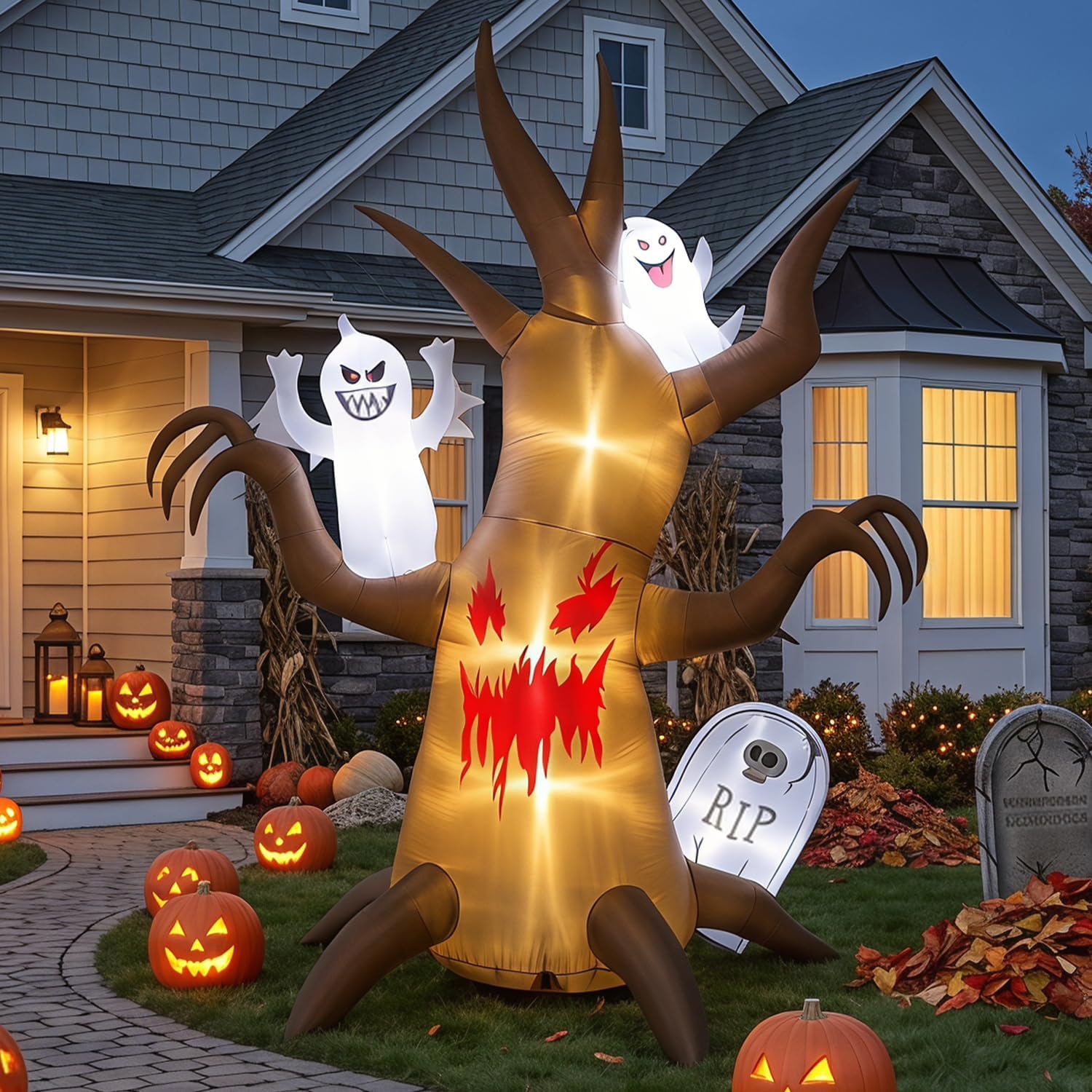 Detalle de Kendane CQJR 8FT Halloween Inflatable Scary Tree with Built-In LEDs