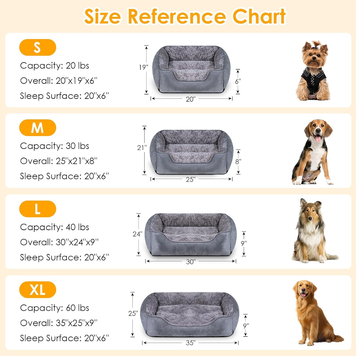 Detalle de Oveppy Dog Bed Large – super soft rectangle warming pet bed (grey, 30 x 24 x 9inch)