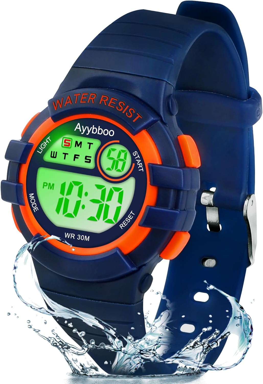 Ayybboo Montre Enfant Numérique – LED 7 couleurs, étanche 30m, alarm et chronomètre, cadeau idéal