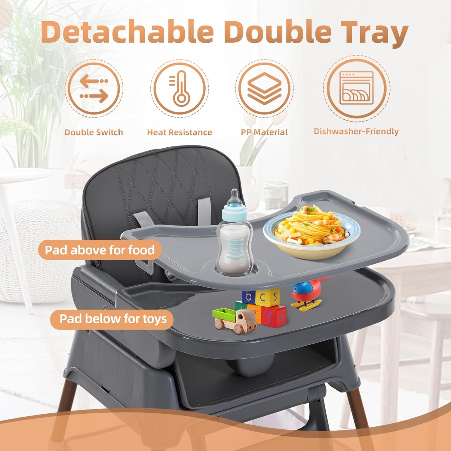 Thumbnail 3 de Cozydwells 3-in-1 High Chair for Babies & Toddlers (6 months to 3 years) in Dark Grey