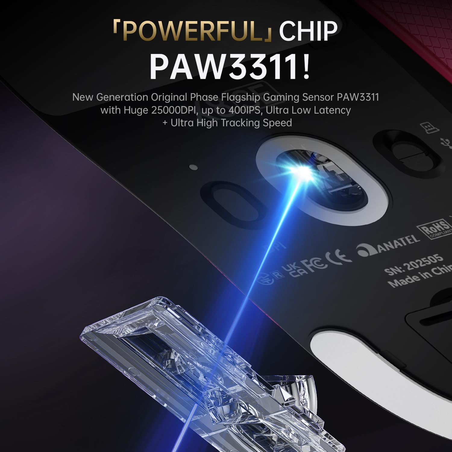 Detalle de ATTACK SHARK X8SE: Ultraleichtes Gaming-Maus mit Grip Tape für große Hände