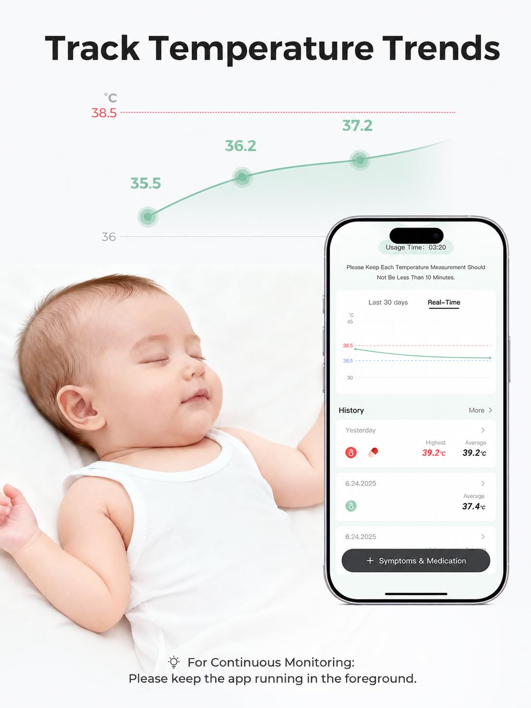 Thumbnail 5 de Momcozy Wearable Digital Thermometer for Baby with App Monitoring