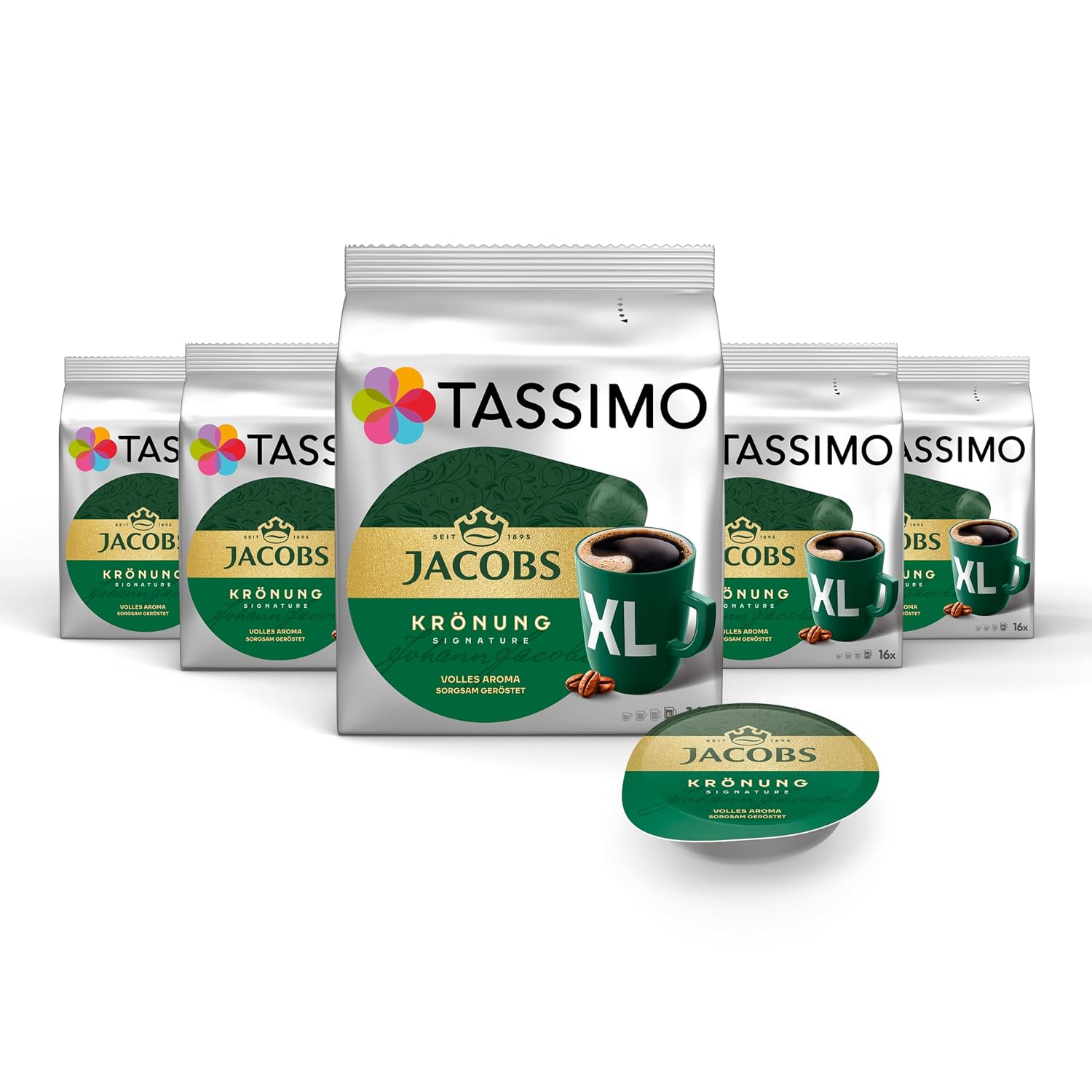 Tassimo Kapseln Jacobs Krönung XL – 80 Kaffeekapseln (5 x 16 Pads)