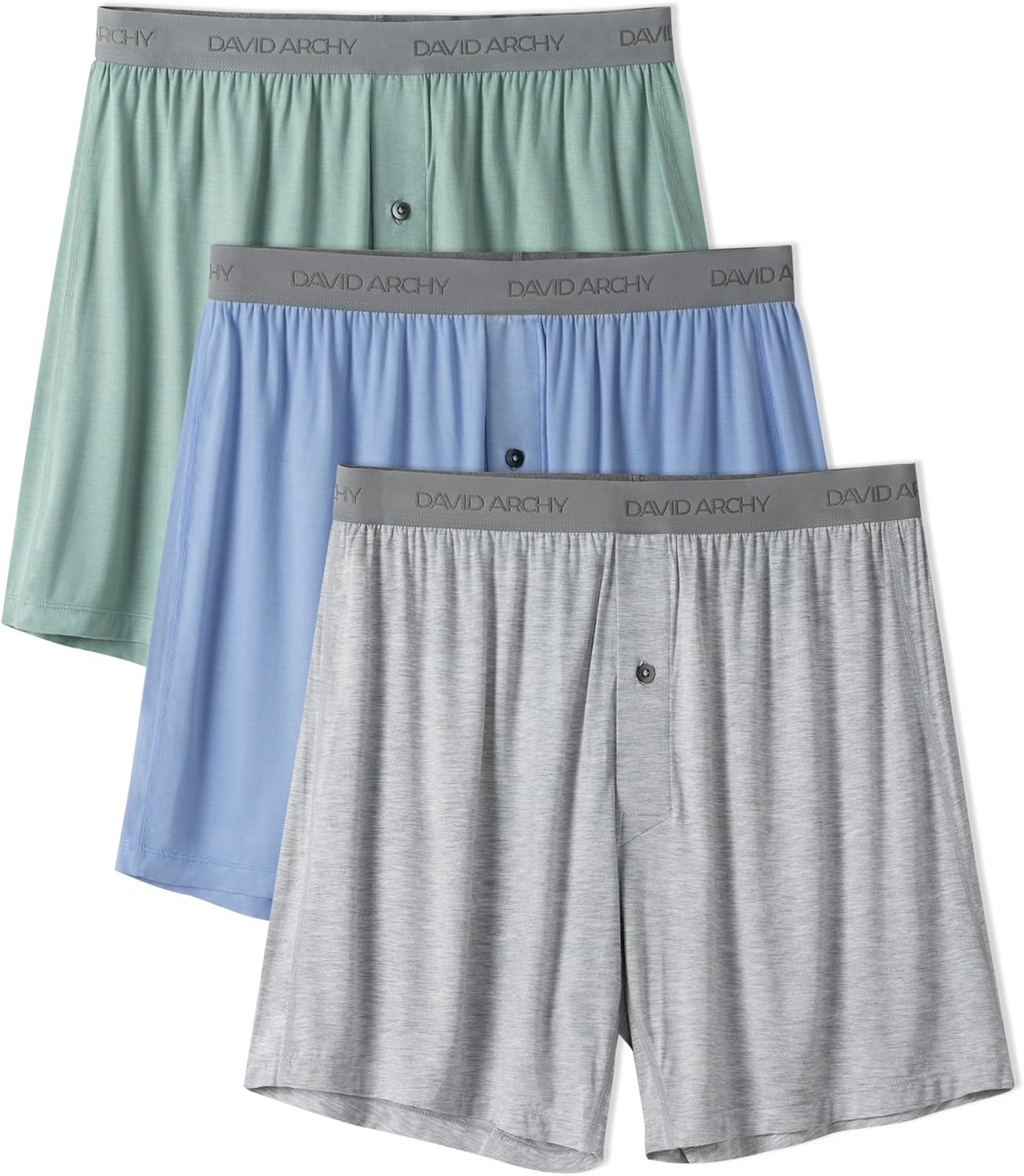 Thumbnail 6 de DAVID ARCHY Bamboo Rayon Boxers: Breathable, Relaxed Fit with Button Fly