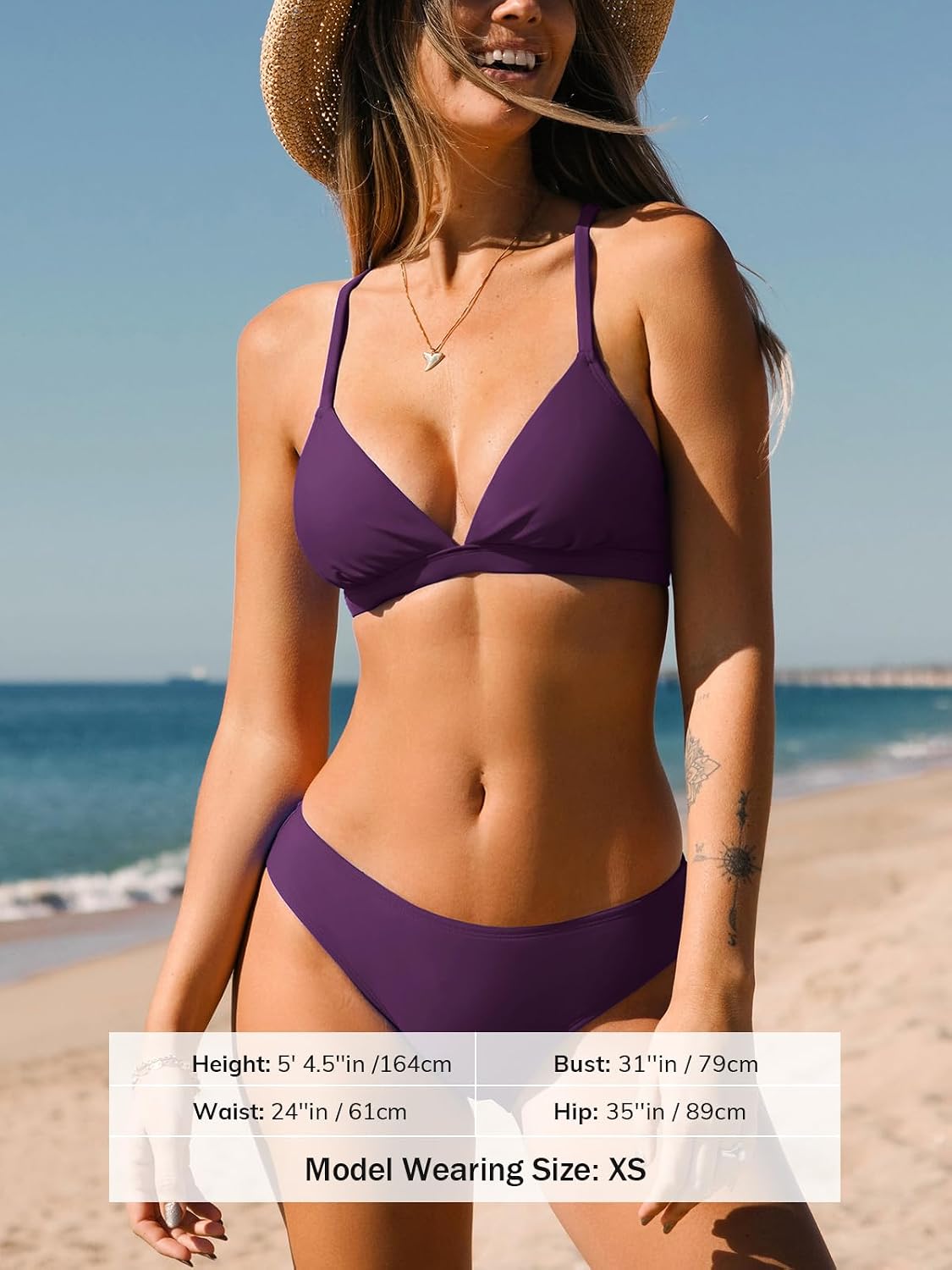 Thumbnail 2 de CUPSHE Damen Bikini Set mit Kontrastpaspeln – Triangel Brazilian Zweiteiliger Badeanzug