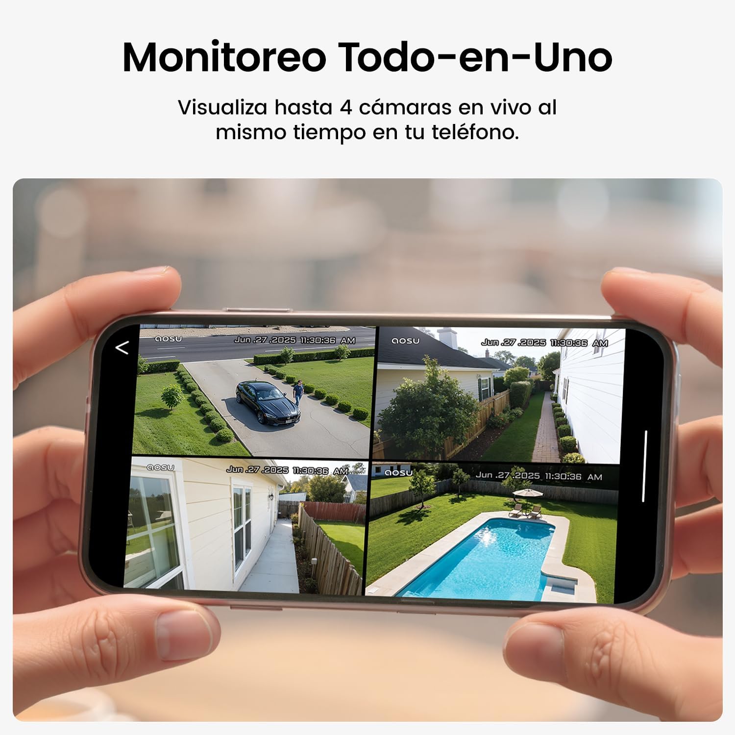 Detalle 2 de aosu 2K Camara de Vigilancia Solar Exterior 32 GB