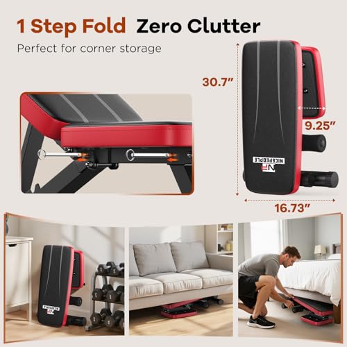 Detalle 2 de NICEPEOPLE Adjustable Weight Bench for Home Gym — 660LBS Capacity, 8 Backrests, Foldable for Small Spaces