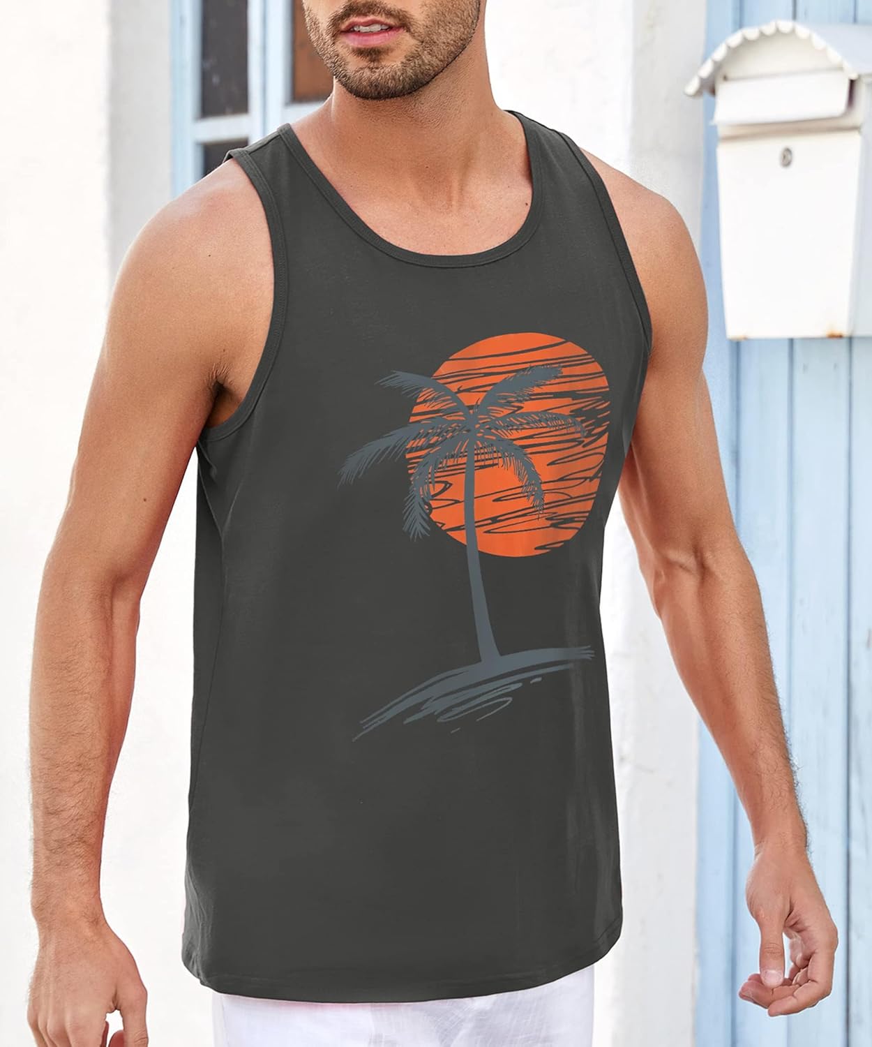 Thumbnail 3 de Runcati Printed Tank Top Herren – Ärmelloses Fitness-Top aus Baumwolle, atmungsaktiv