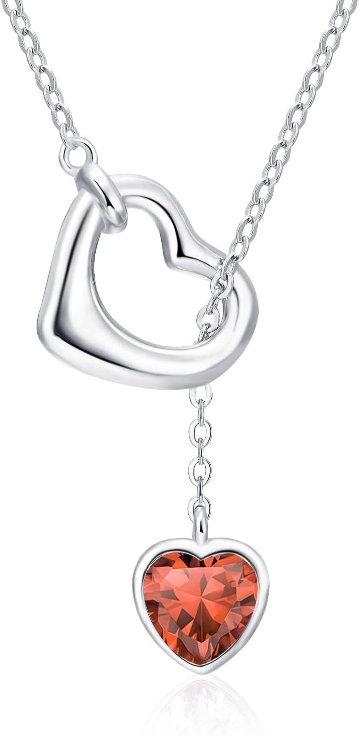 Thumbnail 6 de Qings Damen Herz Geburtsstein Kette aus Sterling Silber 925 mit Saphir-Charakter und Zirkonia – Herzanhänger Halskette