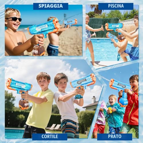 Thumbnail 6 de Whaline Pistola ad acqua elettrica: 500 cc + 78 cc, 32 piedi di portata, versione automatica per grandi battaglie estive