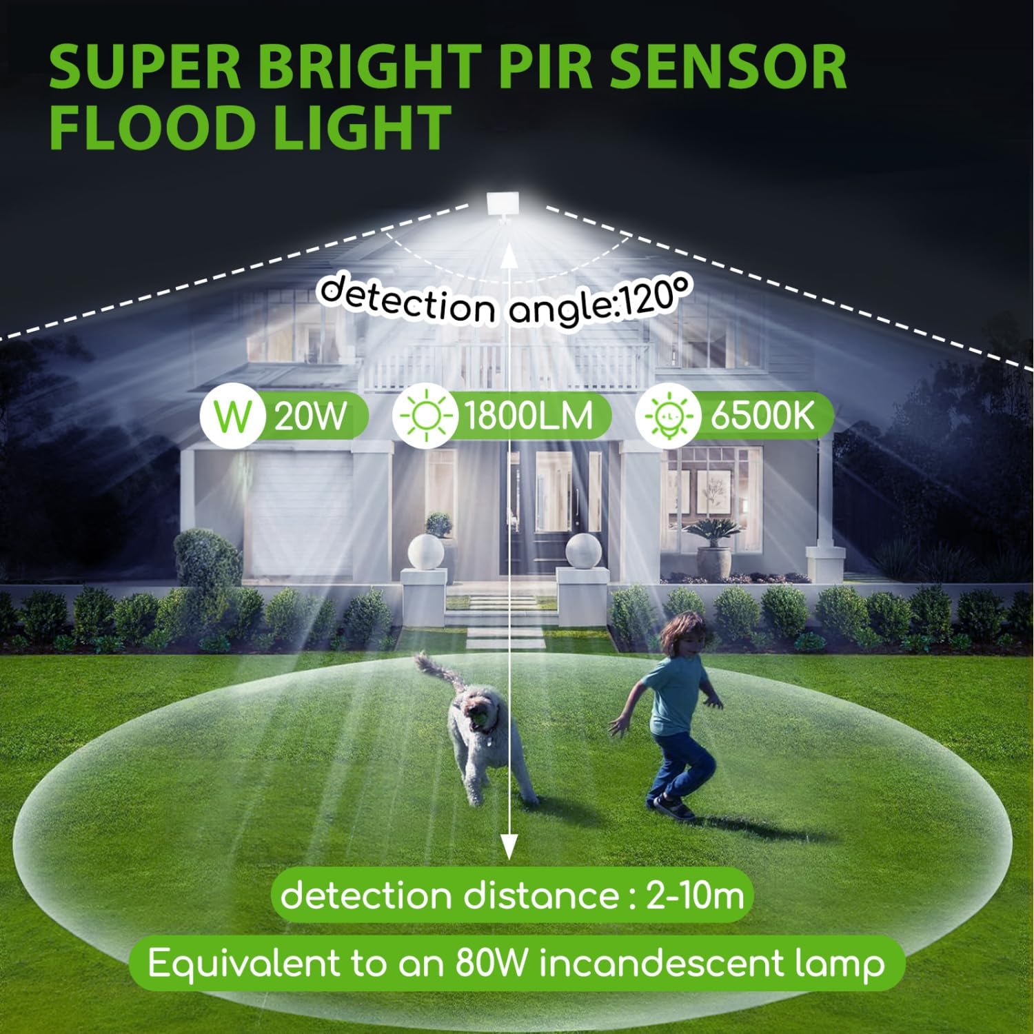 Thumbnail 1 de Aigostar Faretto LED con Sensore di Movimento PIR: 20W, 1800LM, IP65 – illuminazione esterna efficiente