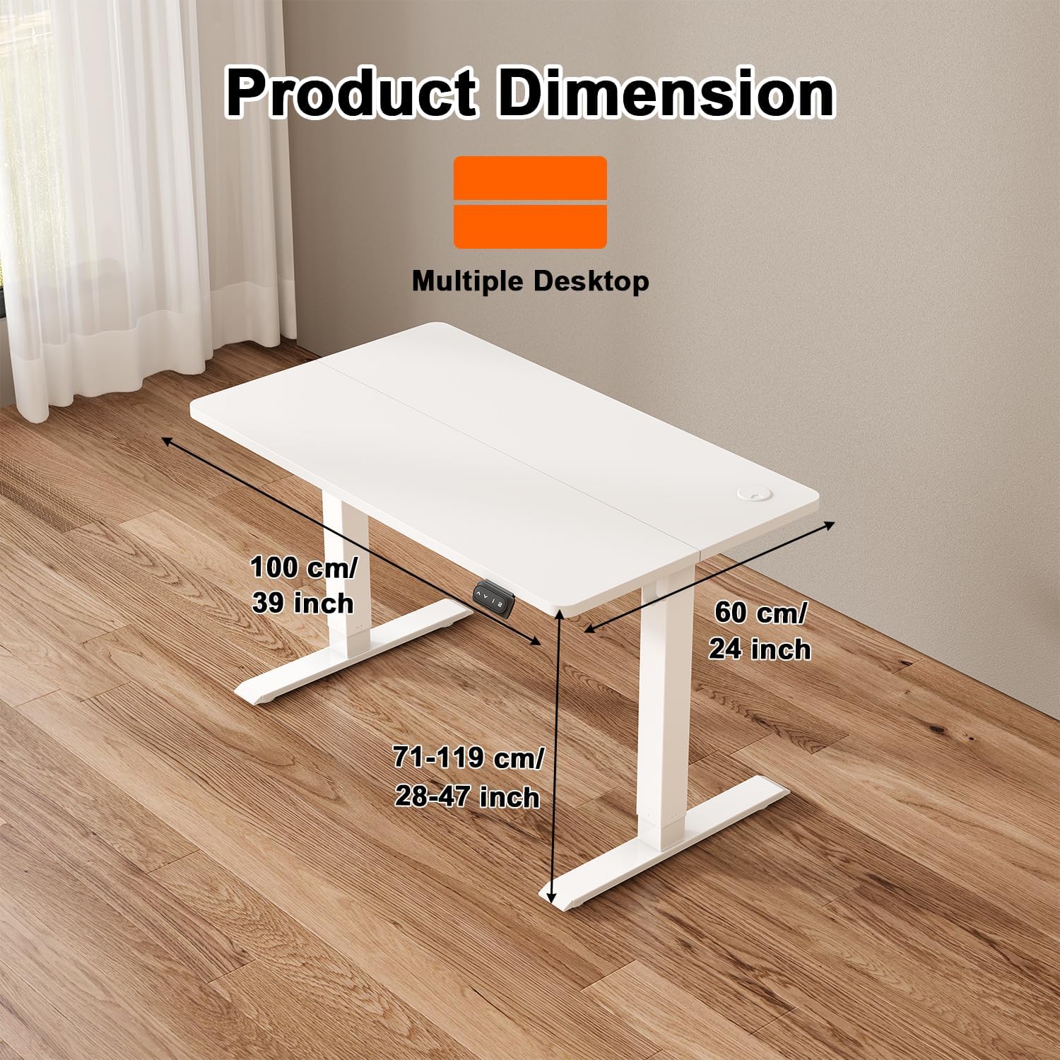 Thumbnail 6 de JUMMICO Scrivania regolabile in Altezza 100 x 60 cm – Standing Desk bianco
