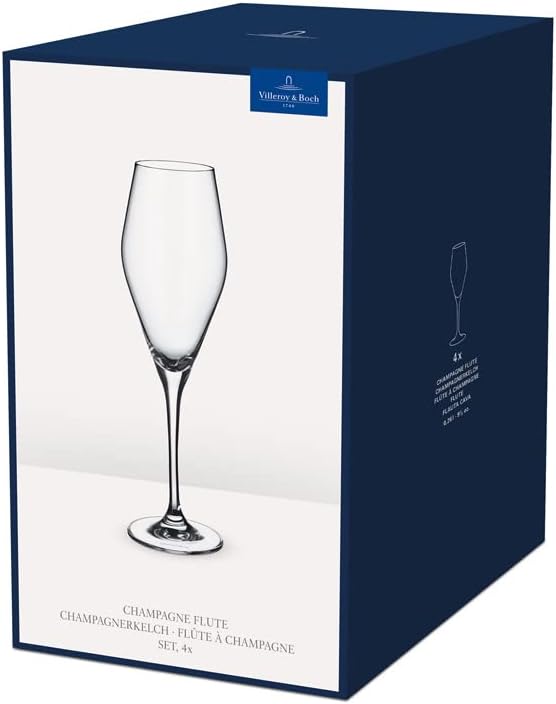 Detalle 2 de Villeroy & Boch „La Divina“ Champagnerkelch-Set (4-teilig) aus transparentem Kristallglas – für Champagner, Sekt & Crémant