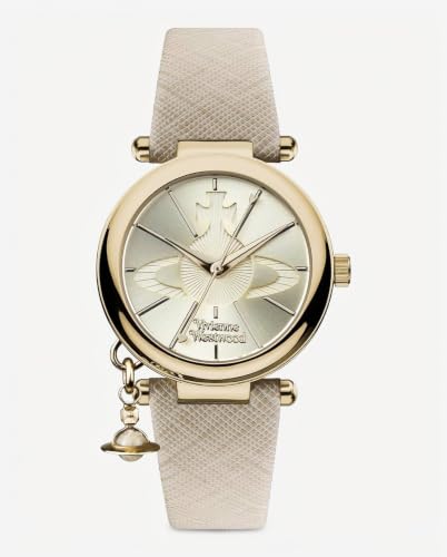 Detalle de Vivienne Westwood ORB Pop Women’s Quartz Watch with Cream Leather Strap