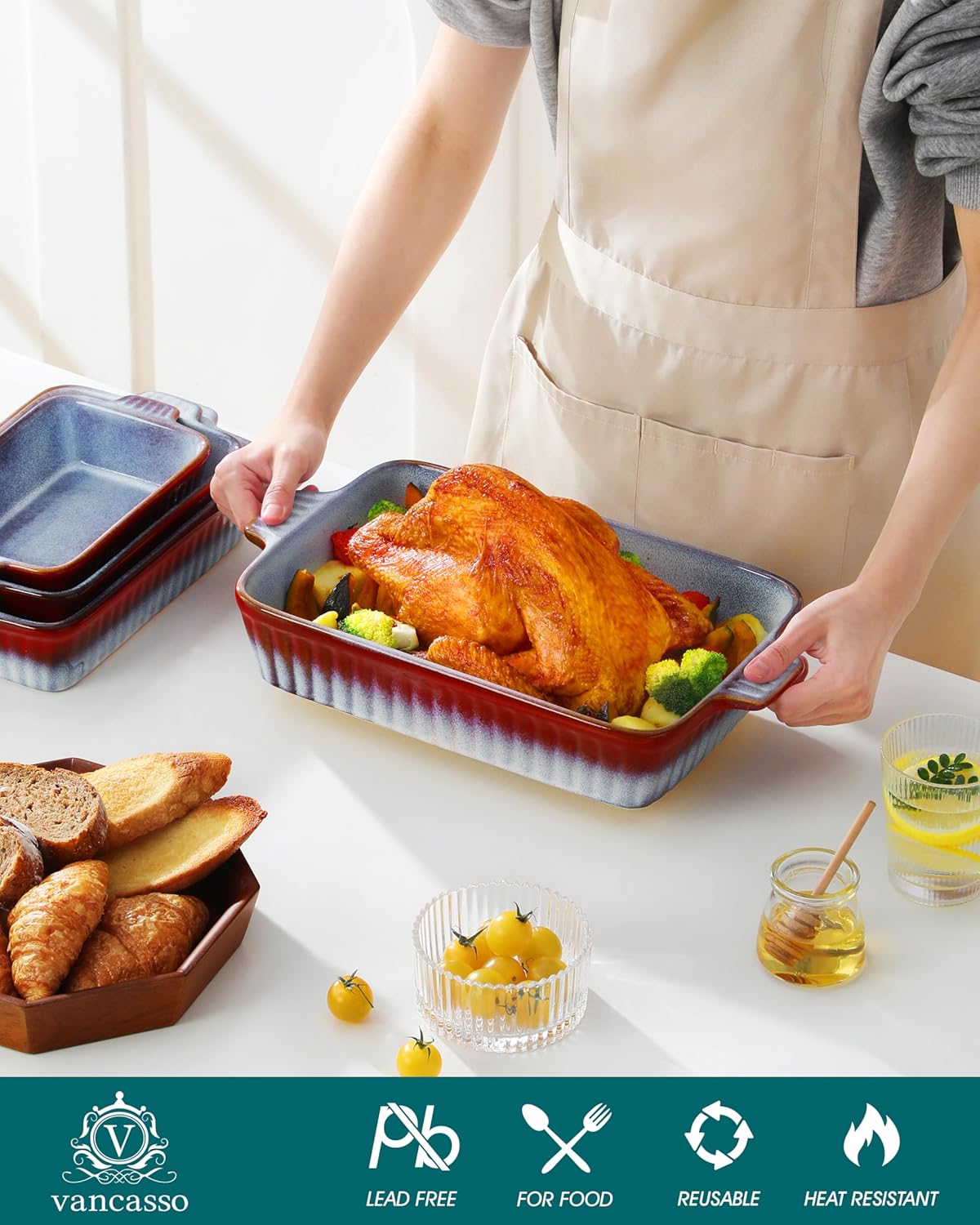 Detalle de vancasso Ceramic Casserole Dishes, 9.4-inch