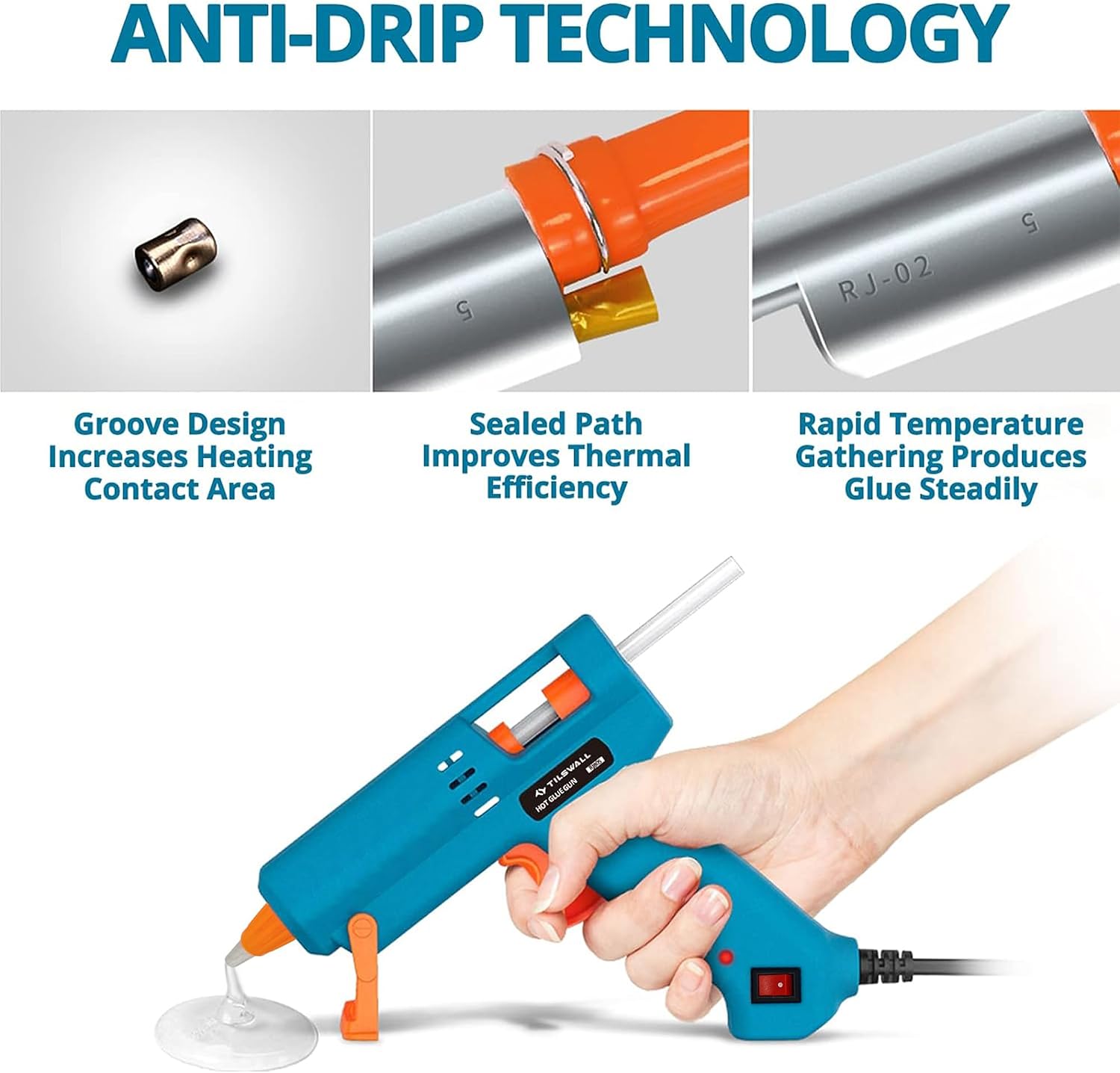 Thumbnail 4 de Tilswall 50W mini hot glue gun kit with 75 sticks