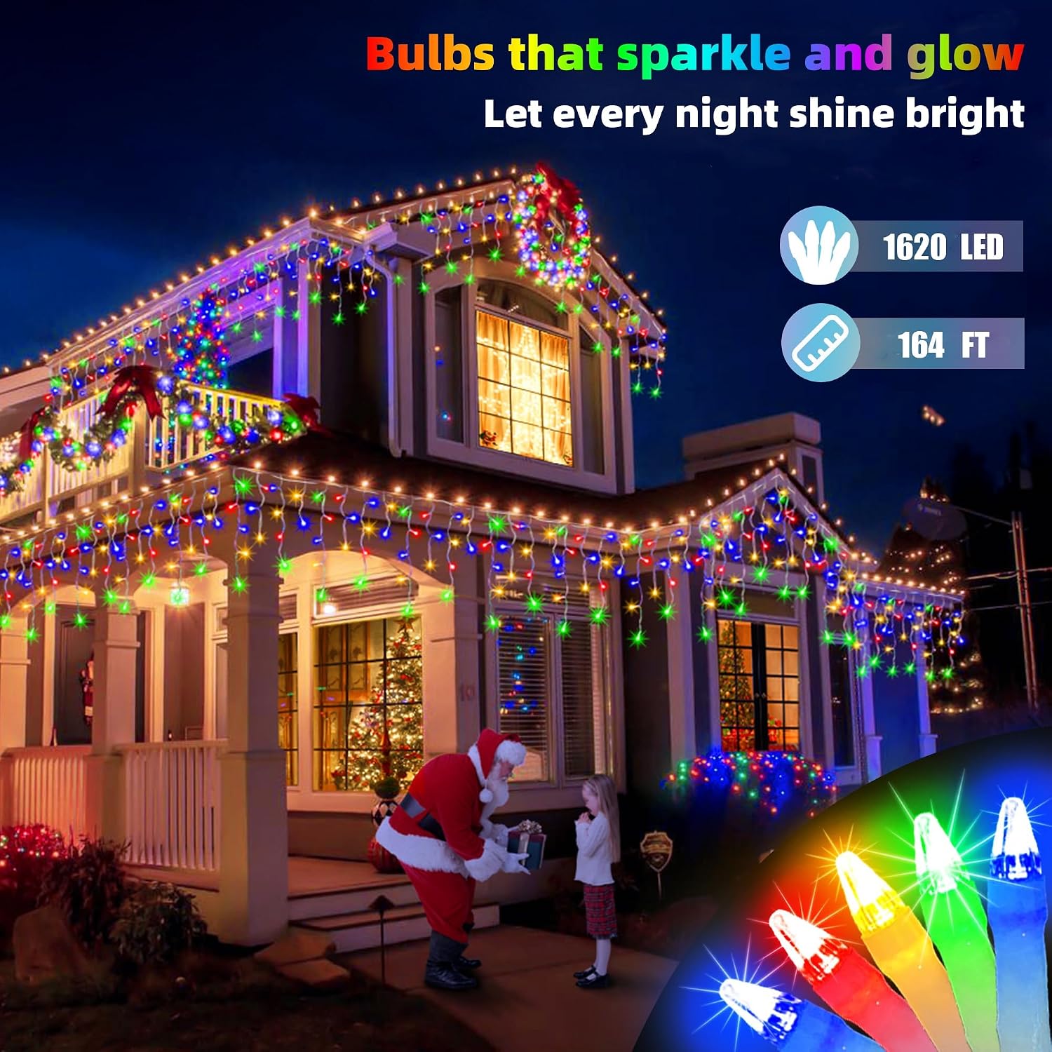Thumbnail 6 de BPAZVUH UNI-1620L Multicolour Icicle Lights, 164 ft, 1,620 LEDs