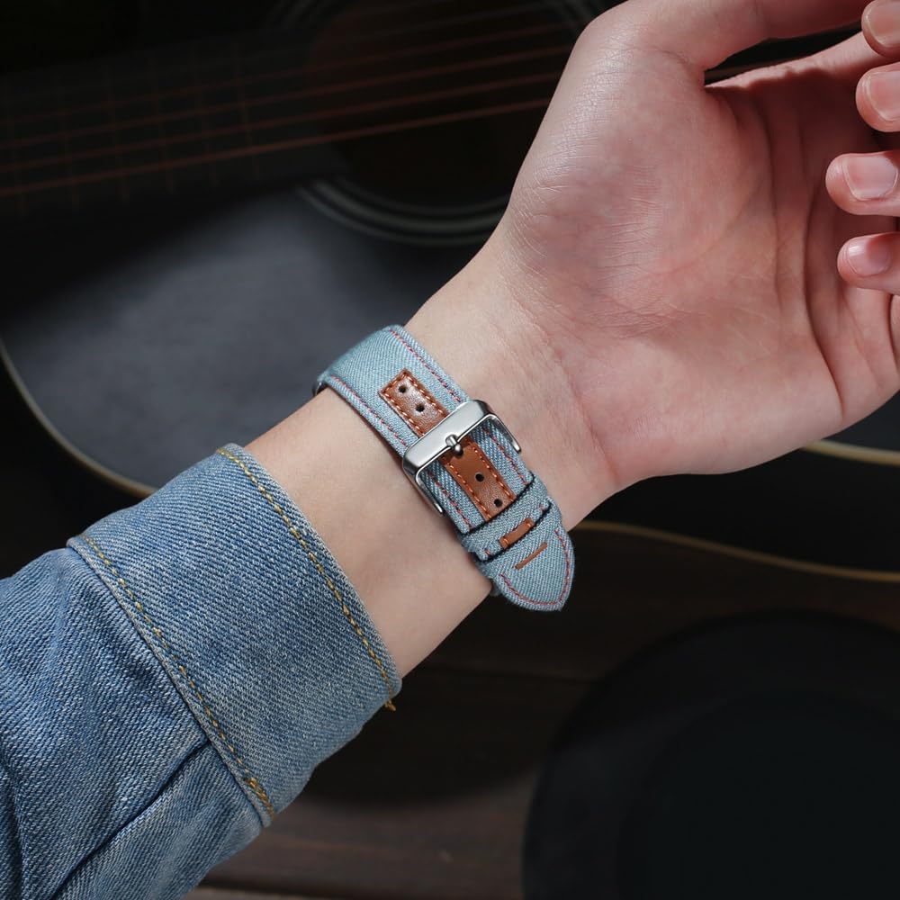 Thumbnail 4 de Triblanc Denim-Leinen-Uhrenarmbänder mit Schnellverschluss, 18/20/22 mm – personalisierbar, Ersatzband im Smartwatch-Stil