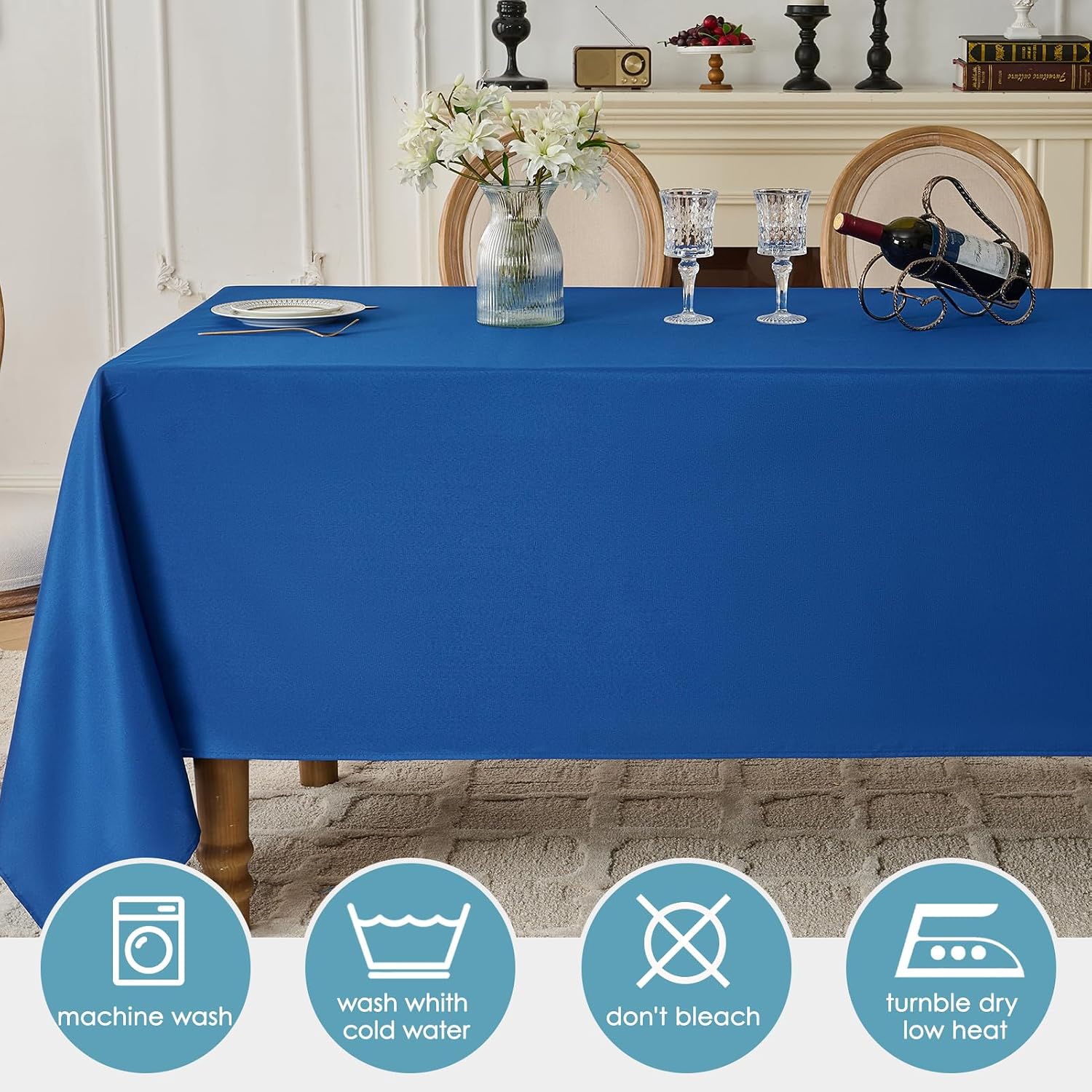 Thumbnail 2 de VidaFete Tablecloth 6 Pack 90x132 Inch Rectangle Polyester Royal Blue