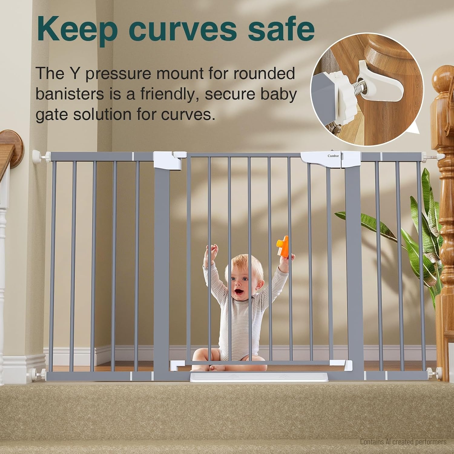 Detalle 2 de Cumbor Baby Gate, 29.7–54.2-Inch Adjustable Width