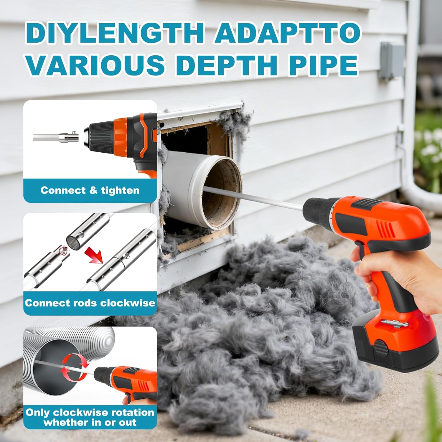 Detalle de Sealegend 15 Feet Dryer Vent Cleaner Kit: Flexible Brush System for Lint Removal