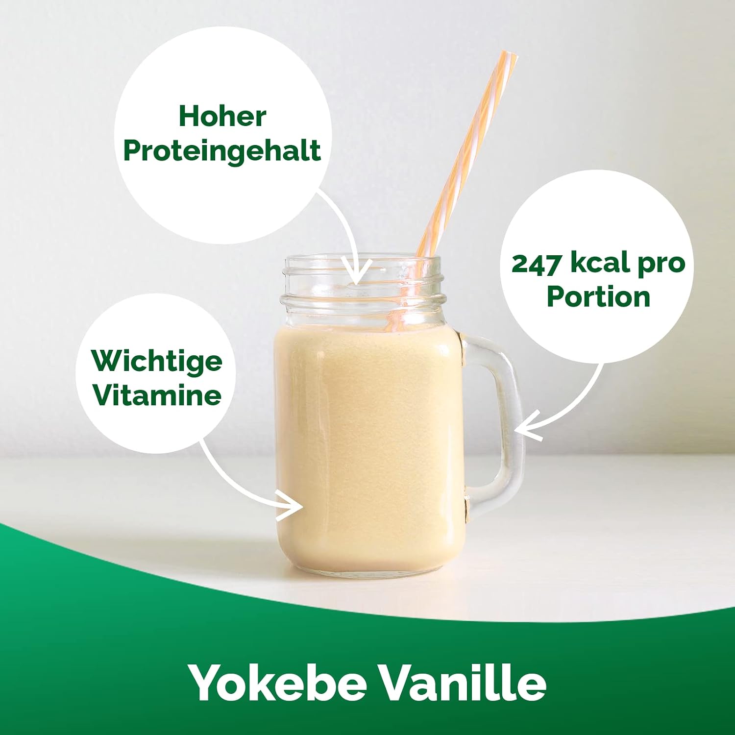 Detalle de Yokebe Vanille Diätshake (Diätshake zum Abnehmen) – glutenfrei, laktosefrei, vegetarisch – Mahlzeitersatz, 500 g
