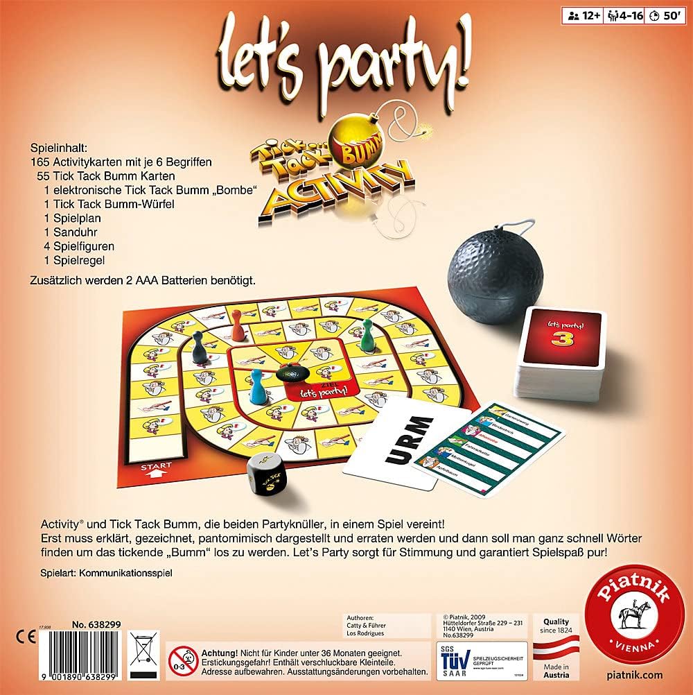 Thumbnail 1 de Piatnik 6382 „Lets Party“: Activity & Tick Tack Bumm für 4–16 Spieler ab 12 Jahren