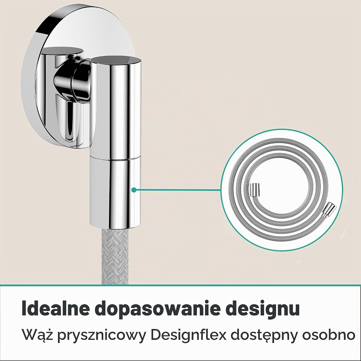 Detalle de hansgrohe FixFit Fine S 28882000 – chromowane przyłącze węża z zaworem zwrotnym