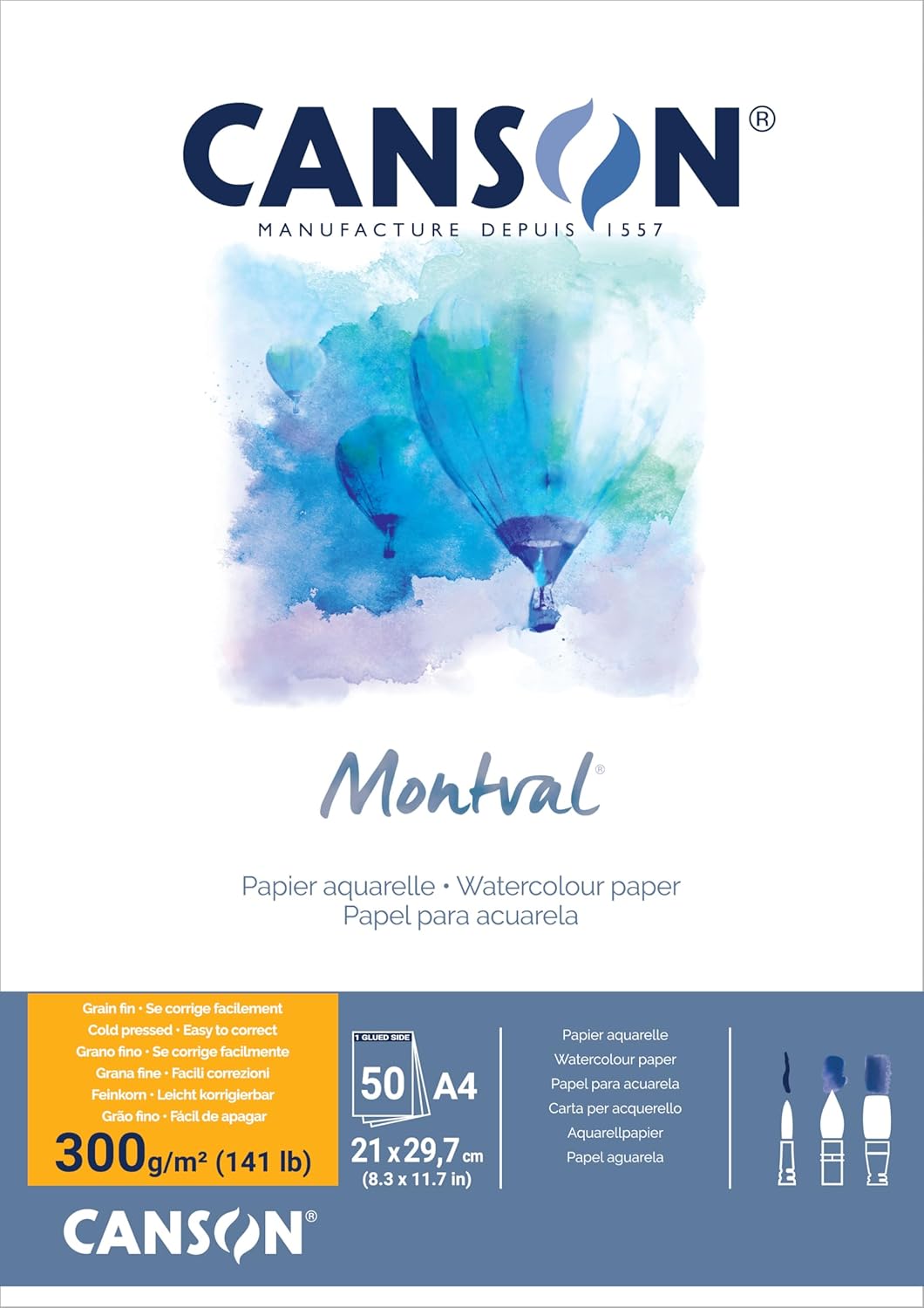 Thumbnail 4 de Canson Montval bloc d’aquarelle grain fin 12 feuilles 24 × 32 cm, 300 g/m² (blanc)