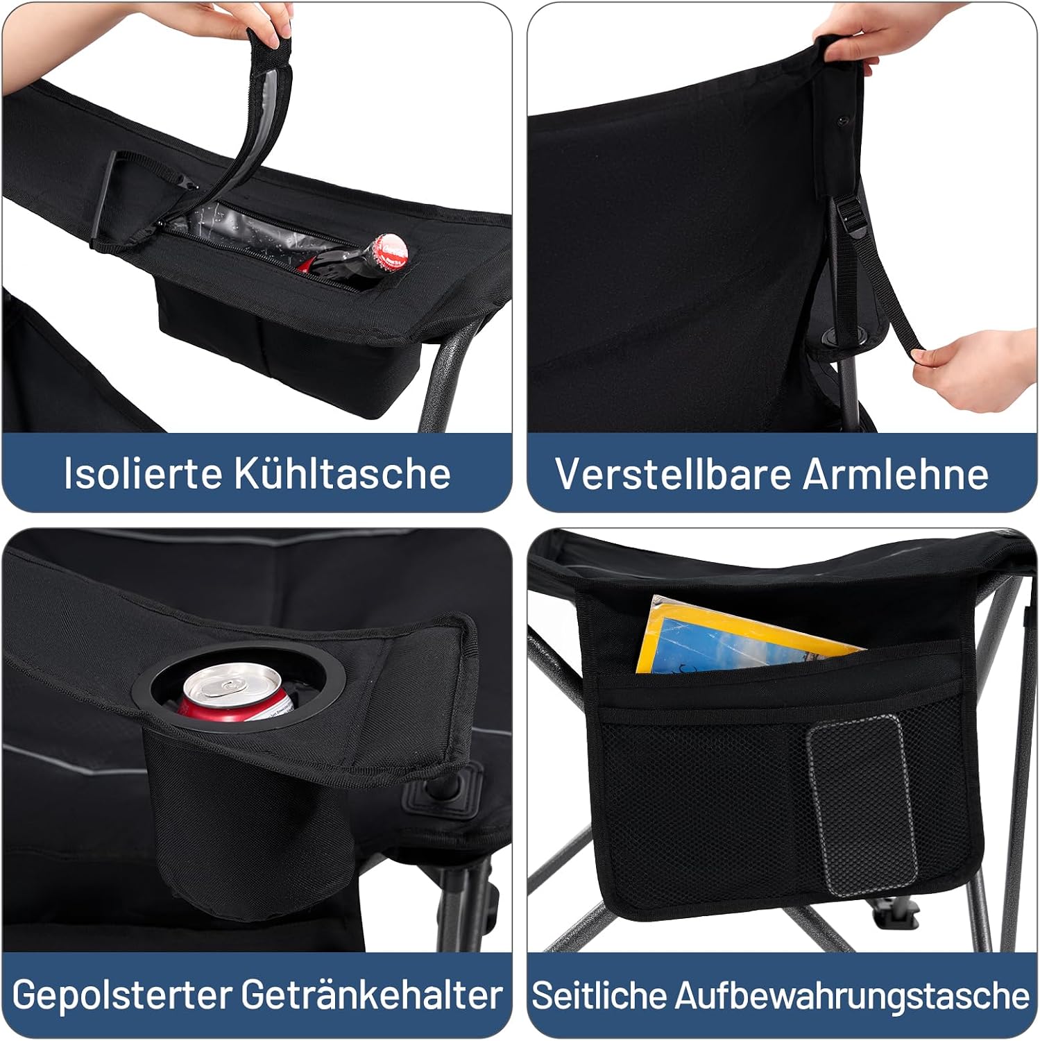 Thumbnail 6 de TIMBER RIDGE 2er Campingstuhl faltbar (2 Stück) – extra breit, bis 200 kg, mit isolierter Kühltasche