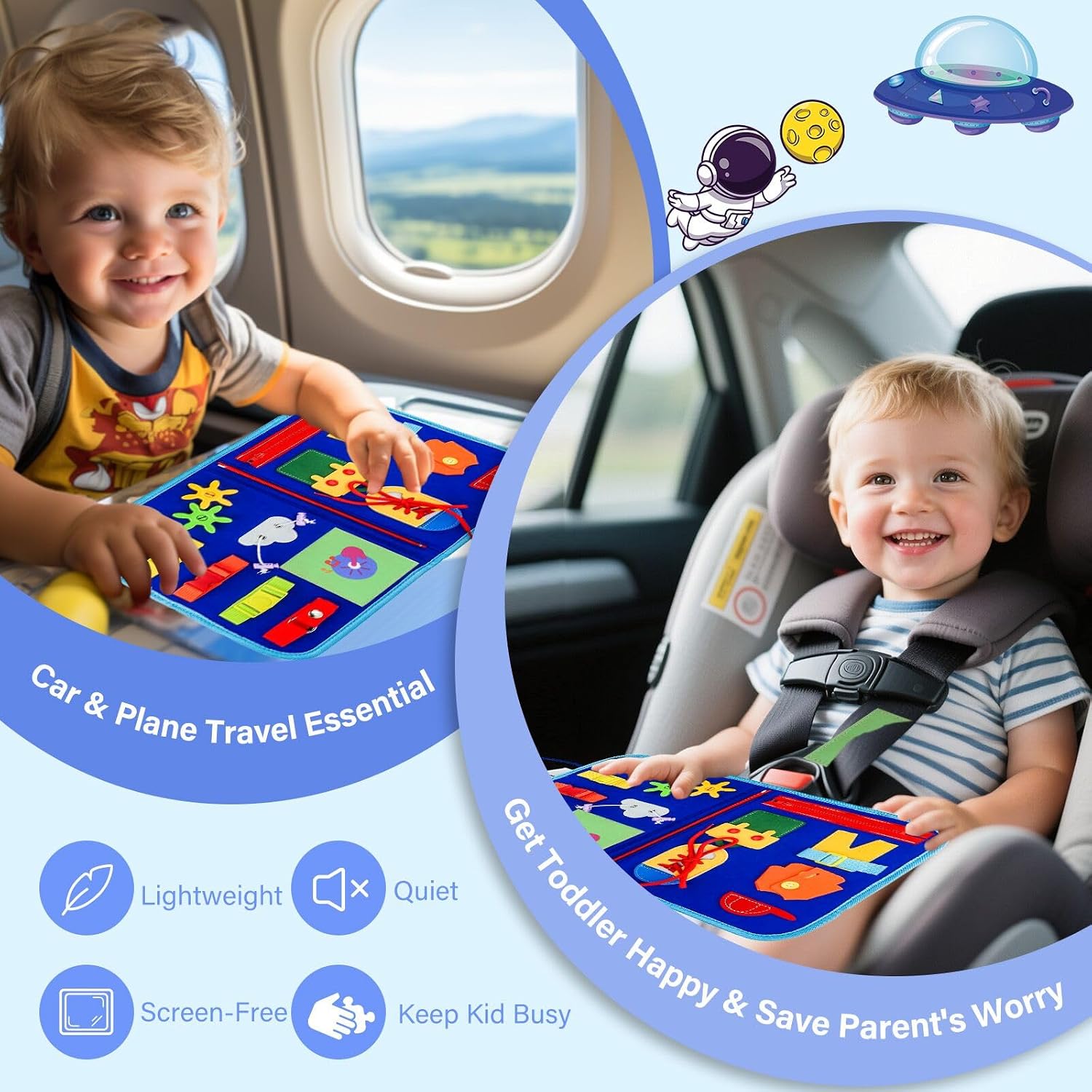Detalle de Busy Board Montessori toy for 1 year old toddlers