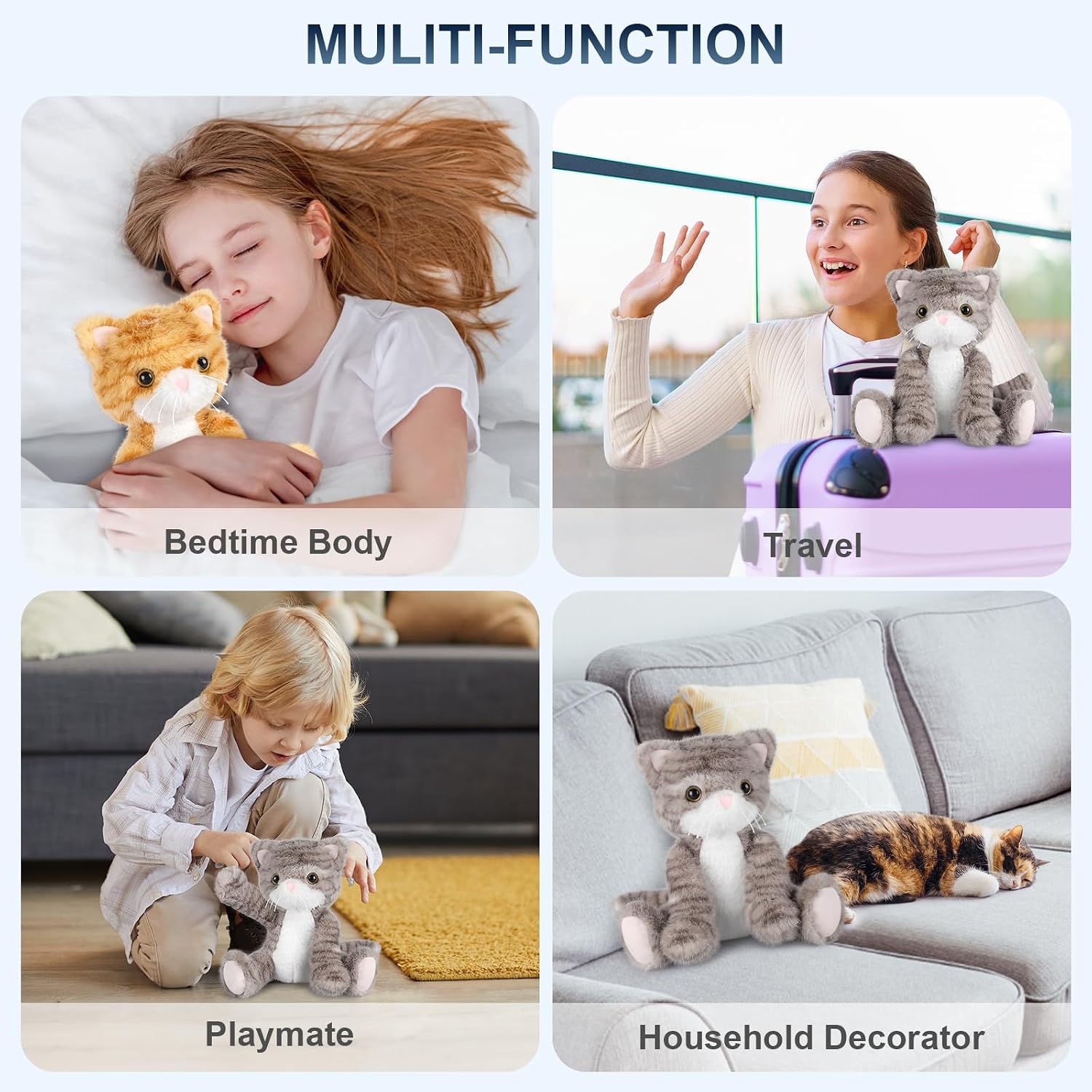 Detalle de SuzziPals Heatable & Coolable Grey Cat Stuffed Animal