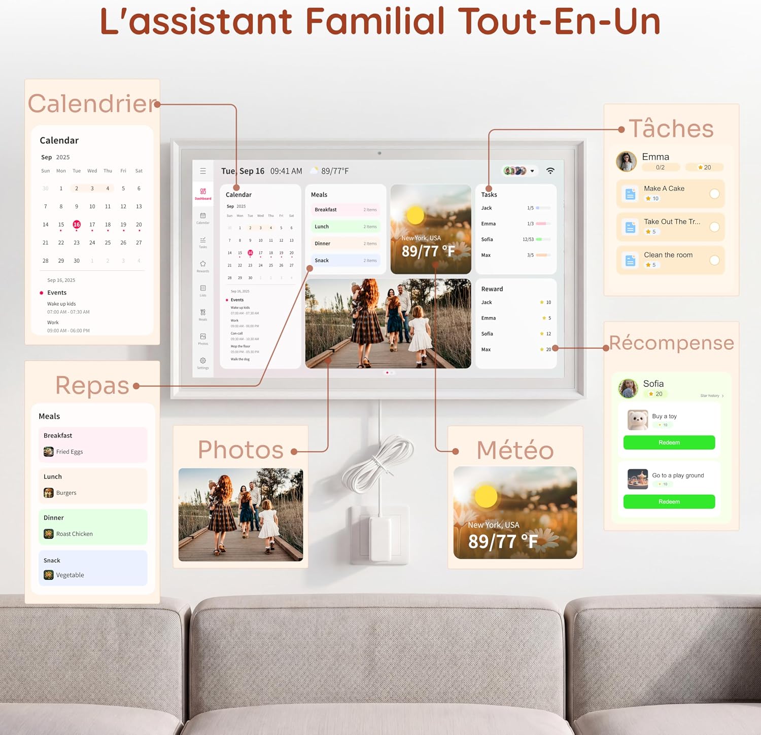 Thumbnail 1 de Ingnok 15.6in Pro Digital Calendar: Family Interactive Touchscreen