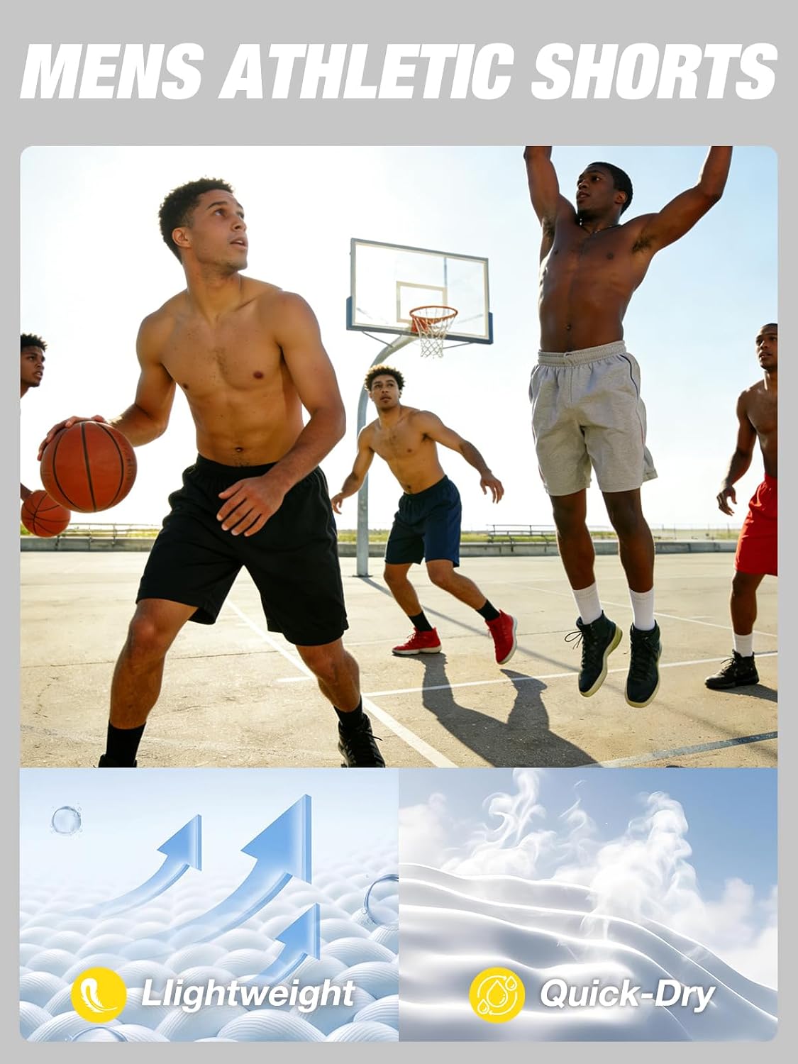 Thumbnail 5 de Mexholin 5 Pack Men's Running Shorts: Soft, Breathable Quick-Dry Gym Shorts with Pockets